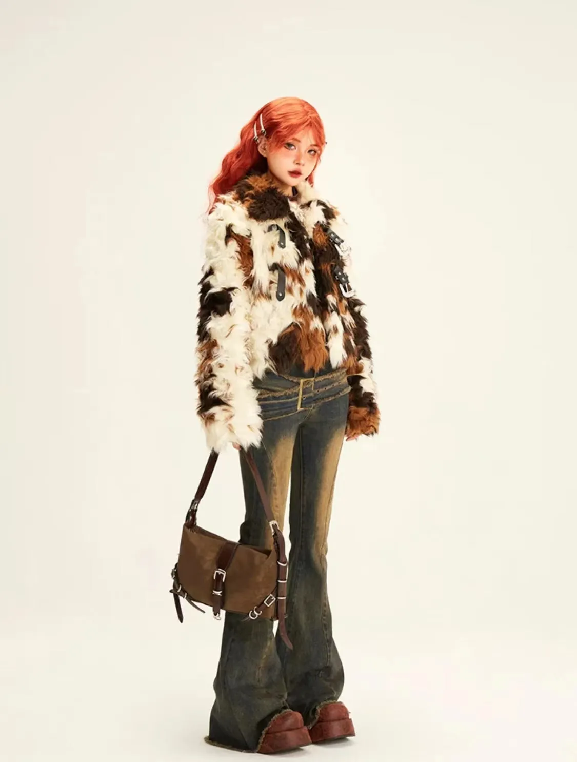 Eclectic Patchwork Faux Fur Coat