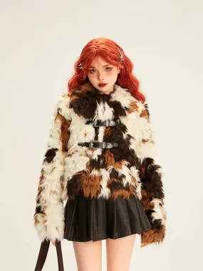 Eclectic Patchwork Faux Fur Coat