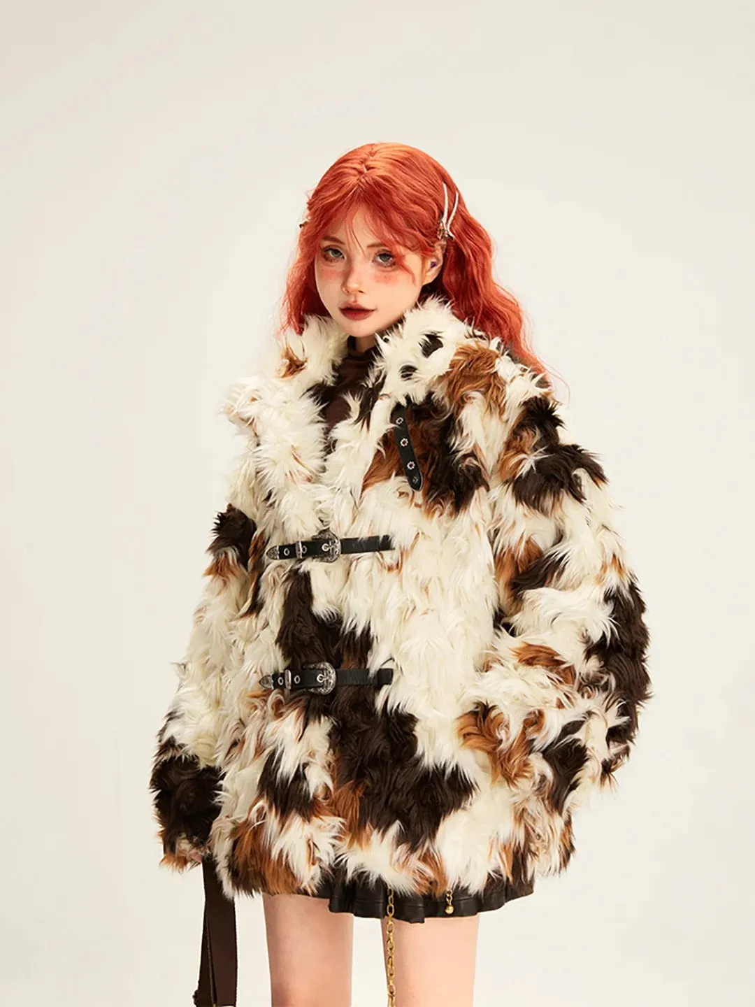 Eclectic Patchwork Faux Fur Coat