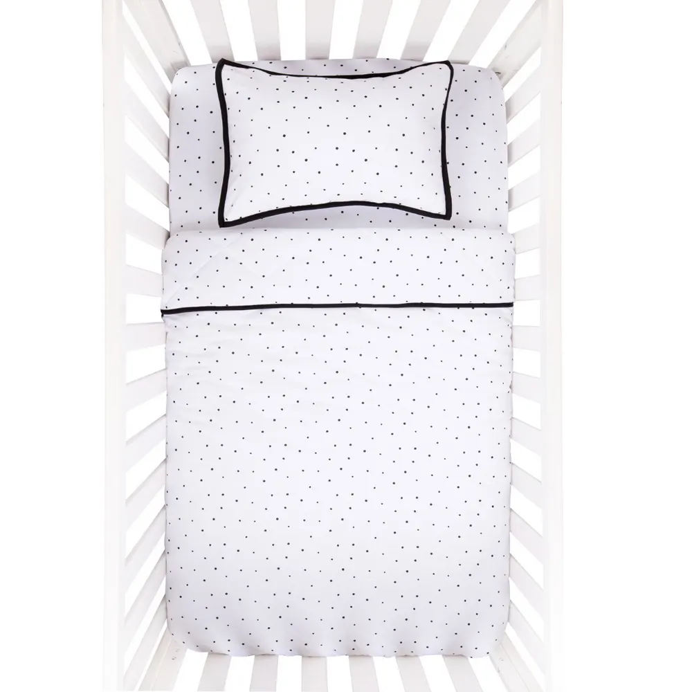 Ely's & Co. FOUR PIECE BABY CRIB SET I BLACK & WHITE POLKA DOT