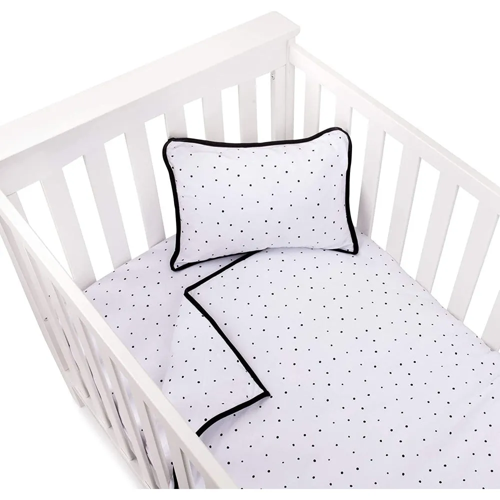 Ely's & Co. FOUR PIECE BABY CRIB SET I BLACK & WHITE POLKA DOT