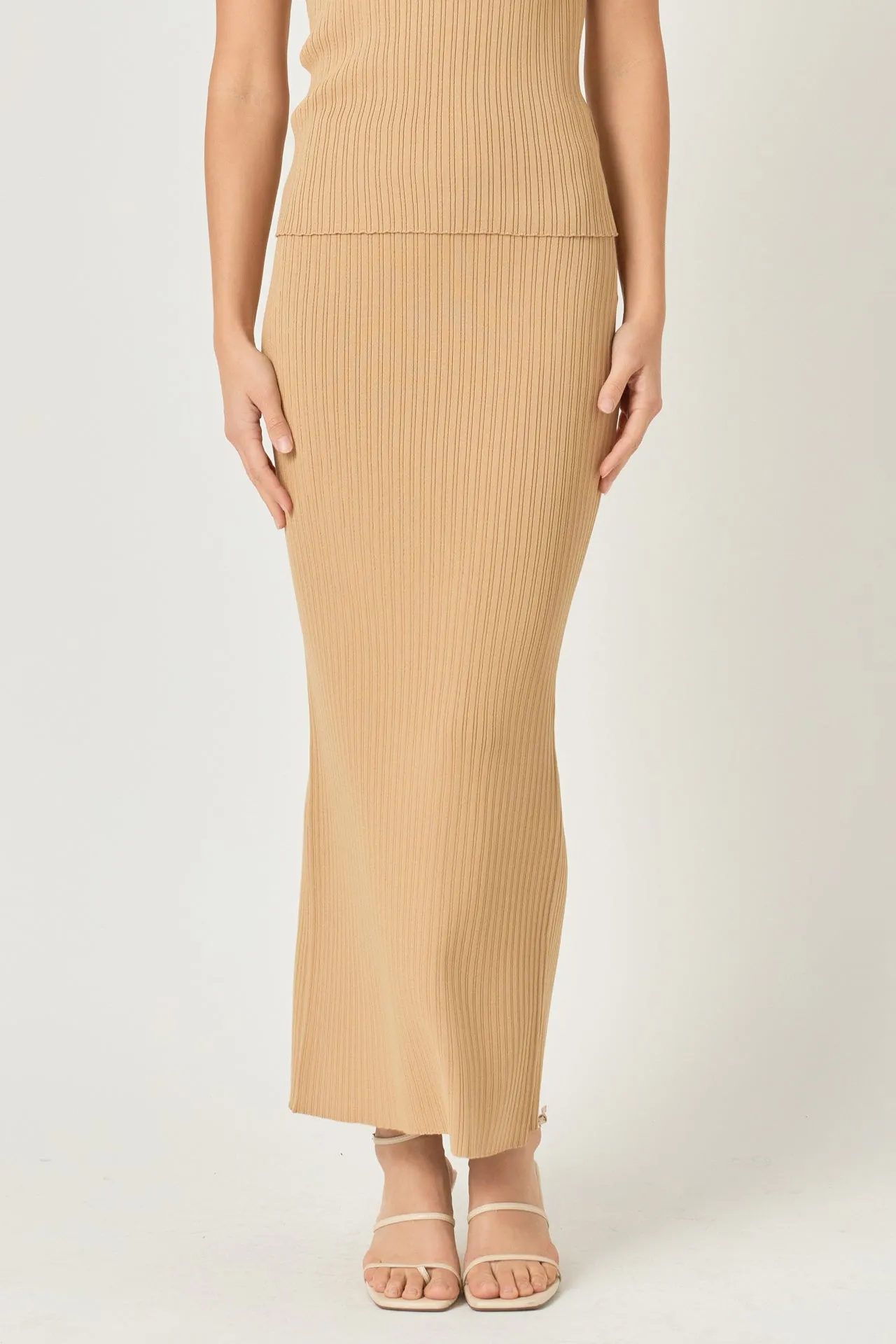 Endless Rose - Ribbed Slit Maxi Skirt