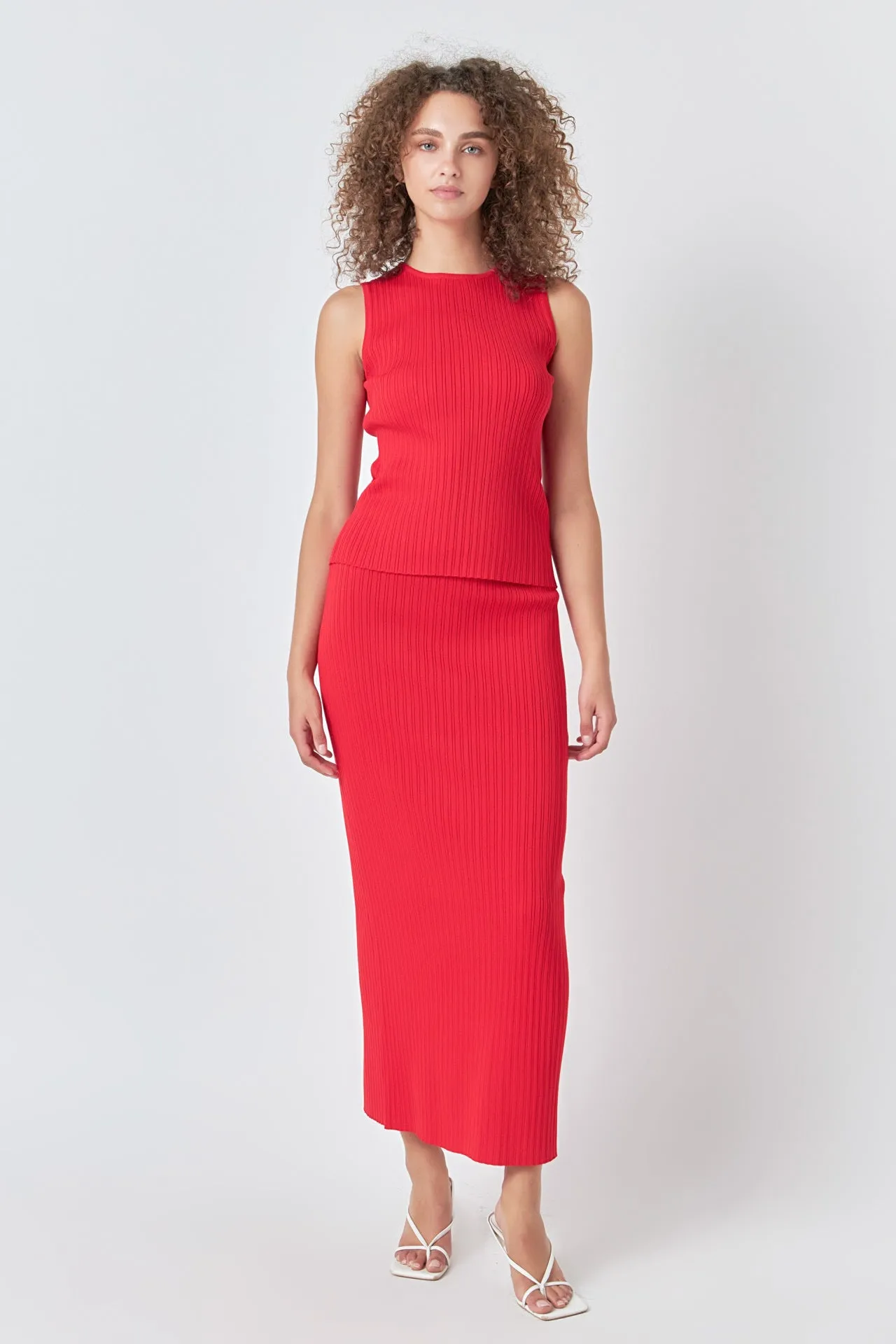 Endless Rose - Ribbed Slit Maxi Skirt