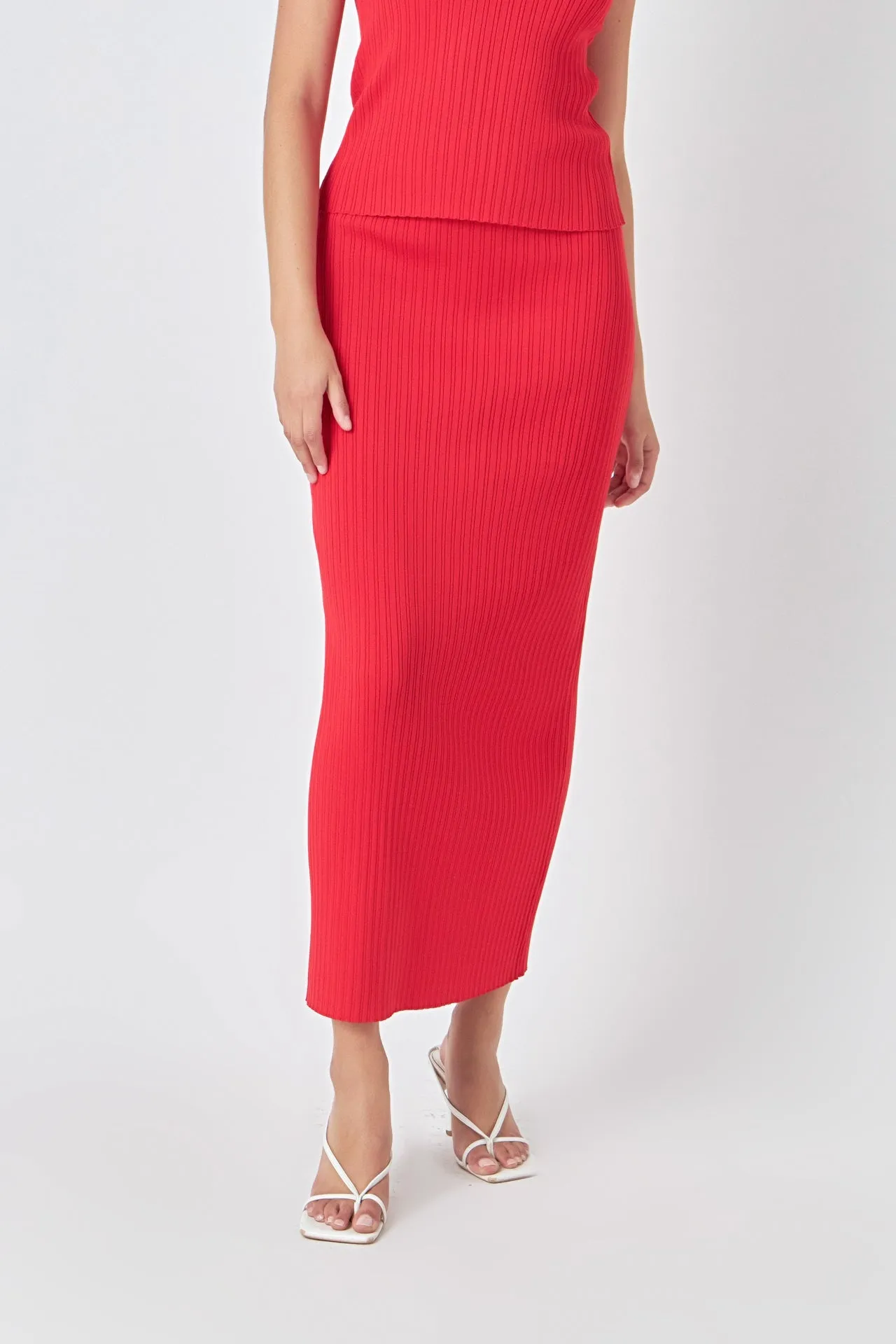 Endless Rose - Ribbed Slit Maxi Skirt