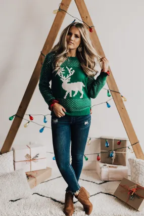 Evergreen Bliss Shift Sweater in Green