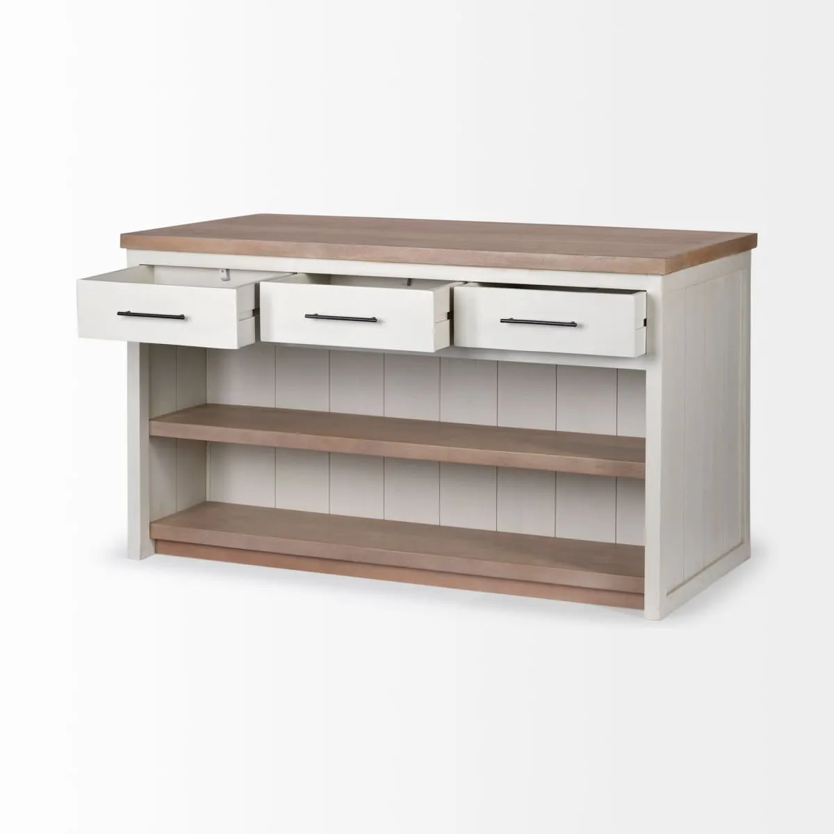 Fairview Kitchen Island White Wood | Brown Wood