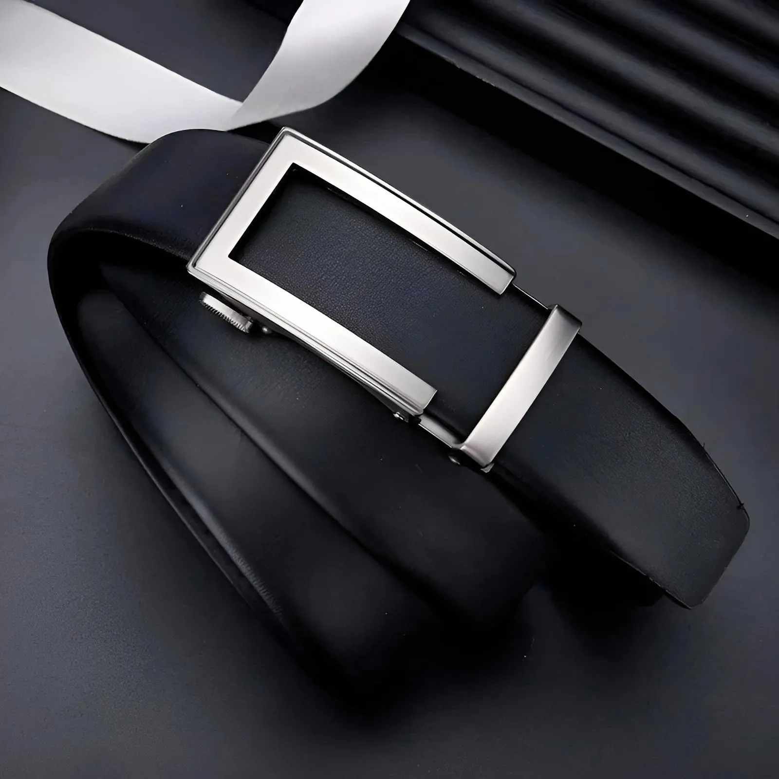 Fashion Men's Genuine Leather Belts Automatic Buckle Adjustable Ratchet Belt Jeans Belt Formal Belt