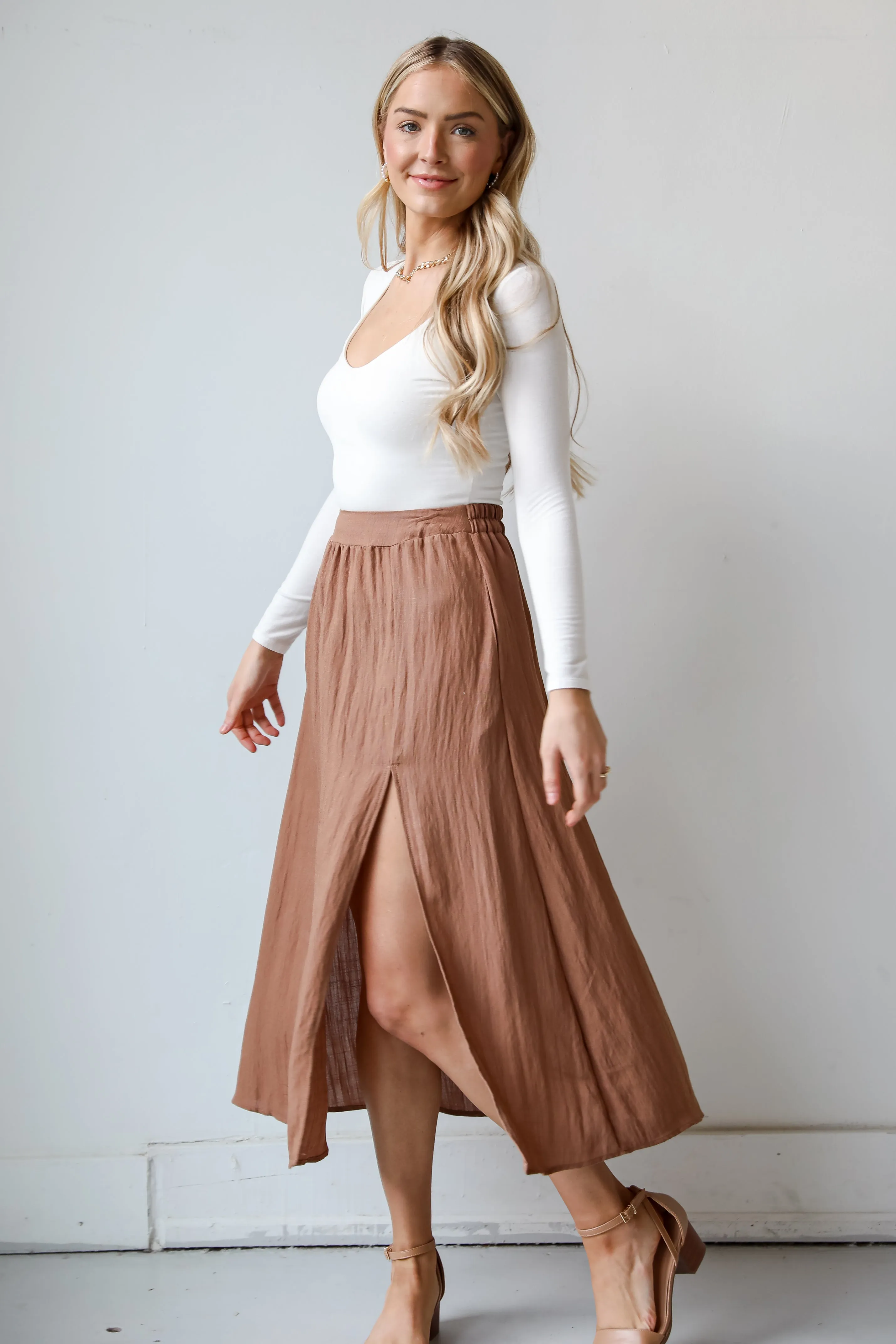 FINAL SALE - Truly Elevated Mocha Maxi Skirt