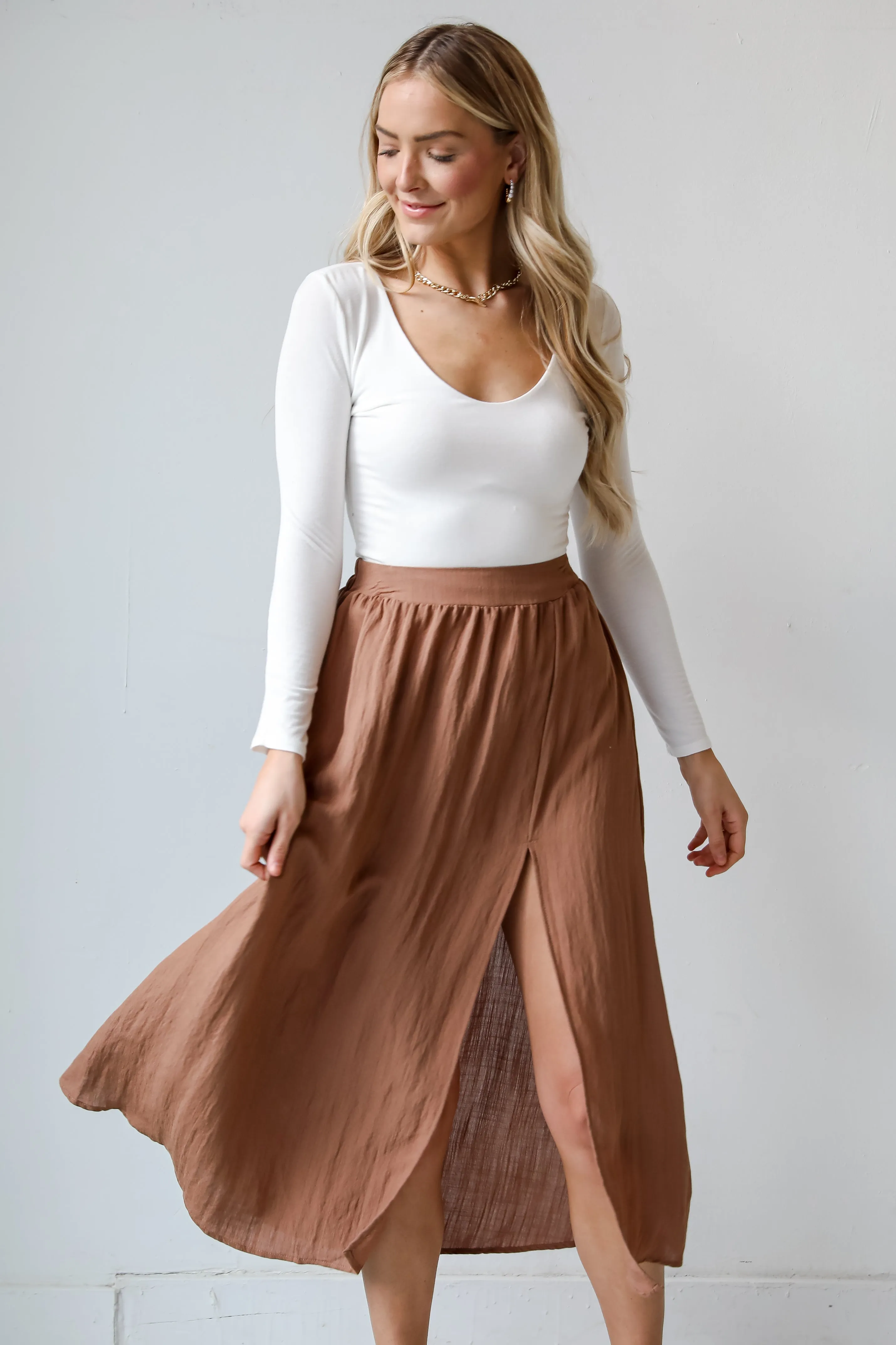 FINAL SALE - Truly Elevated Mocha Maxi Skirt