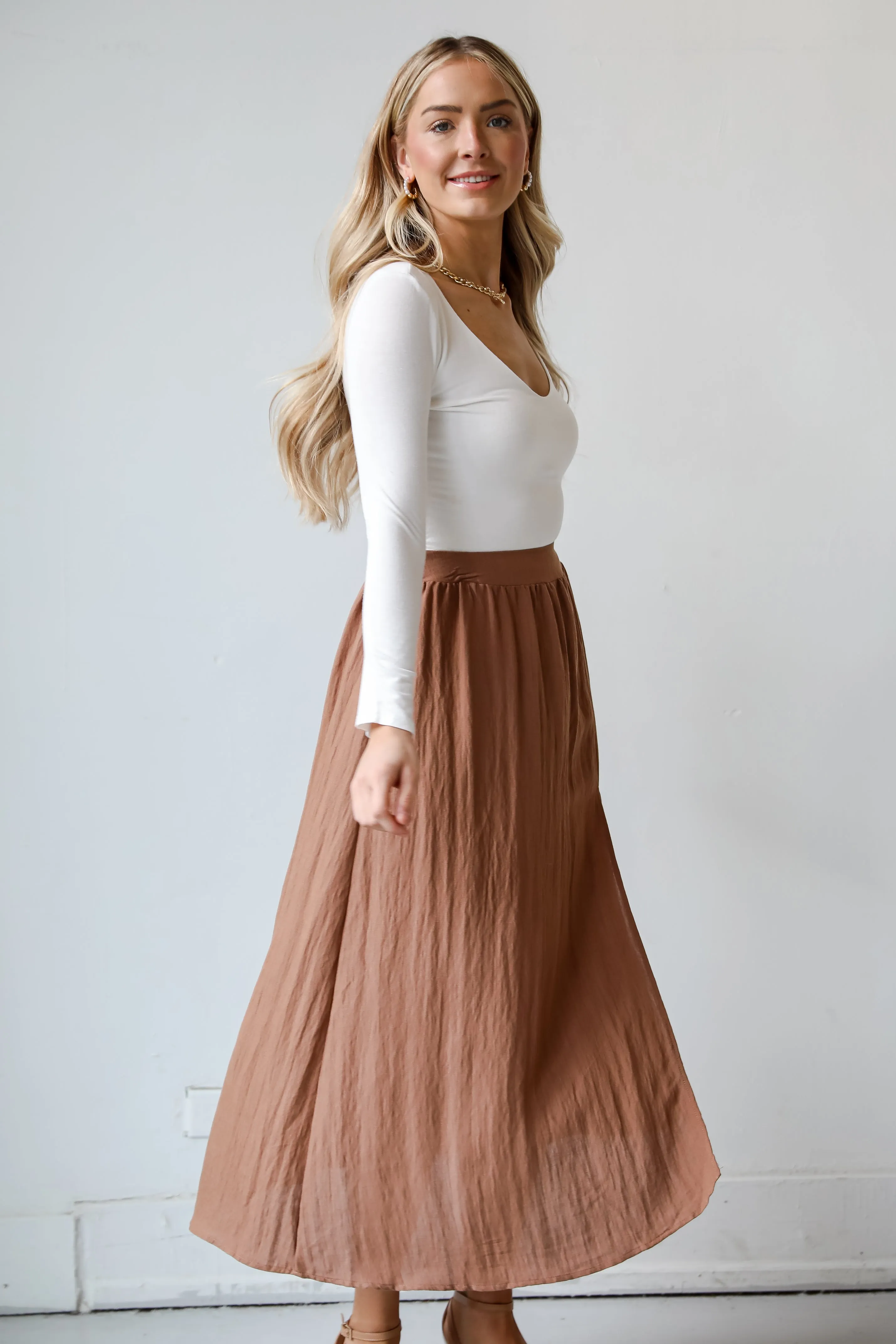 FINAL SALE - Truly Elevated Mocha Maxi Skirt