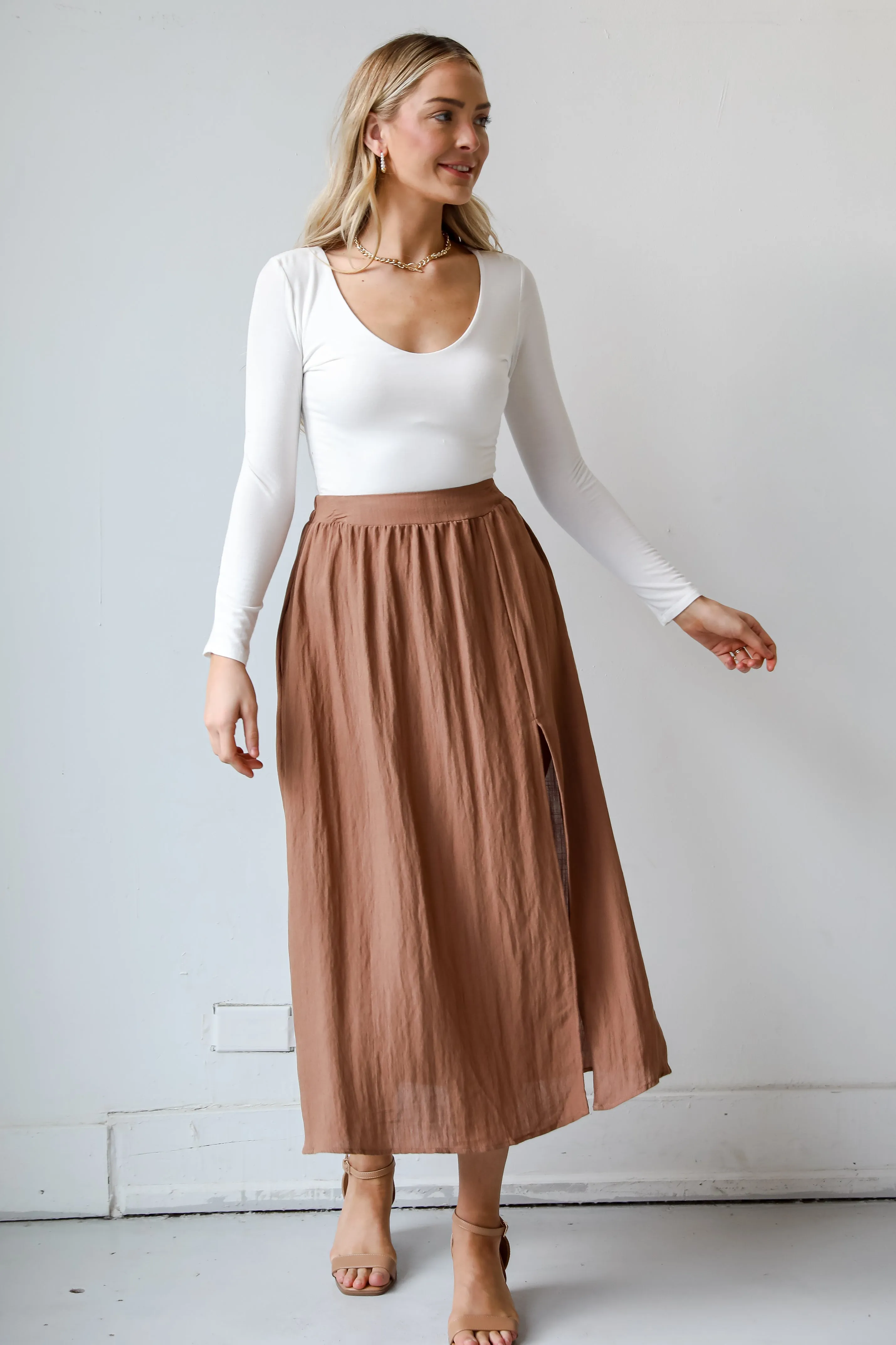 FINAL SALE - Truly Elevated Mocha Maxi Skirt