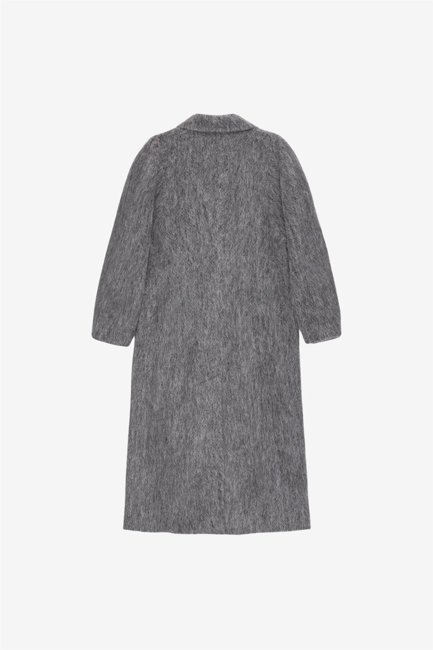 Fluffy Wool Curved Sleeve Coat Frost Gray