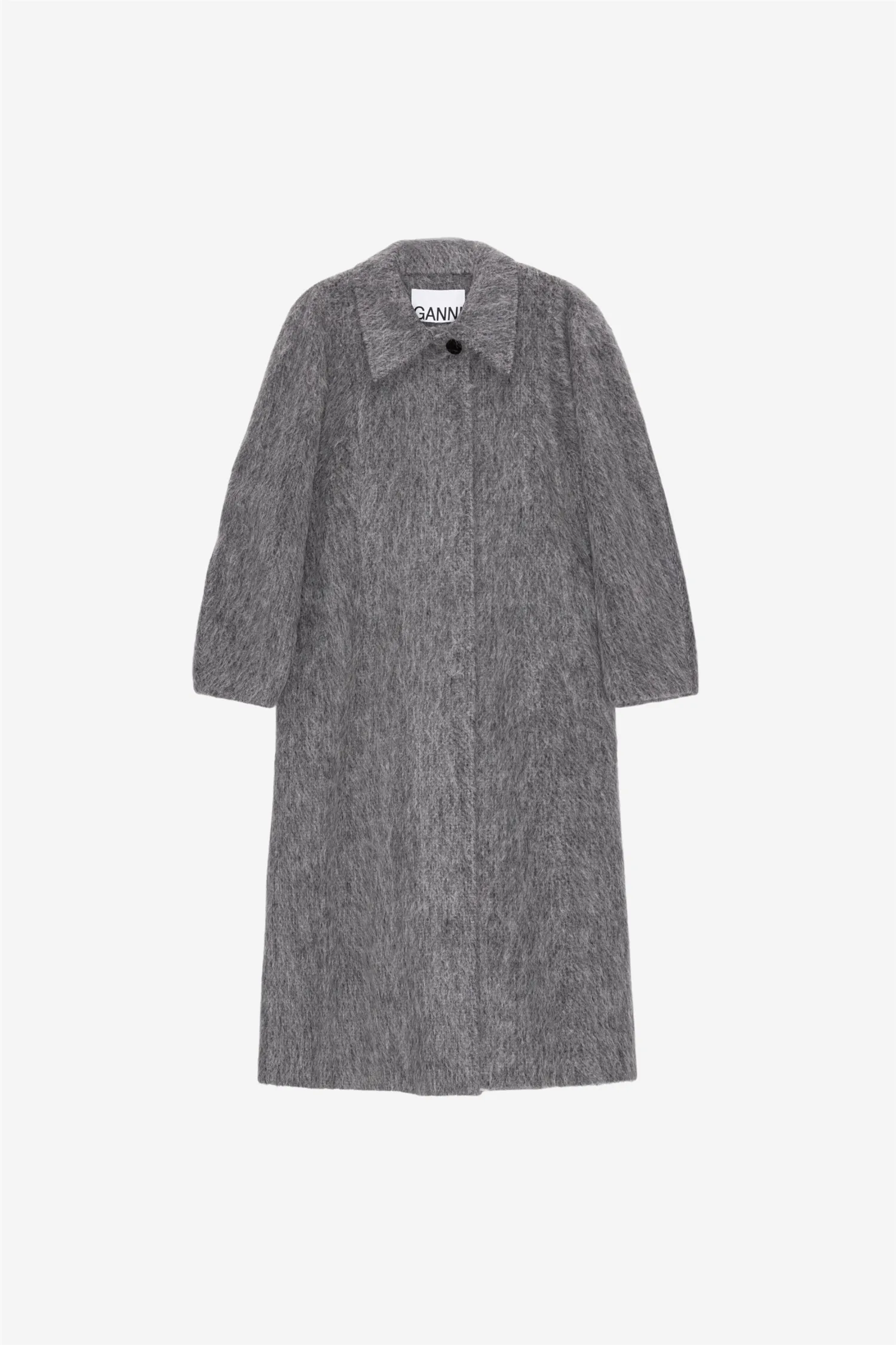 Fluffy Wool Curved Sleeve Coat Frost Gray