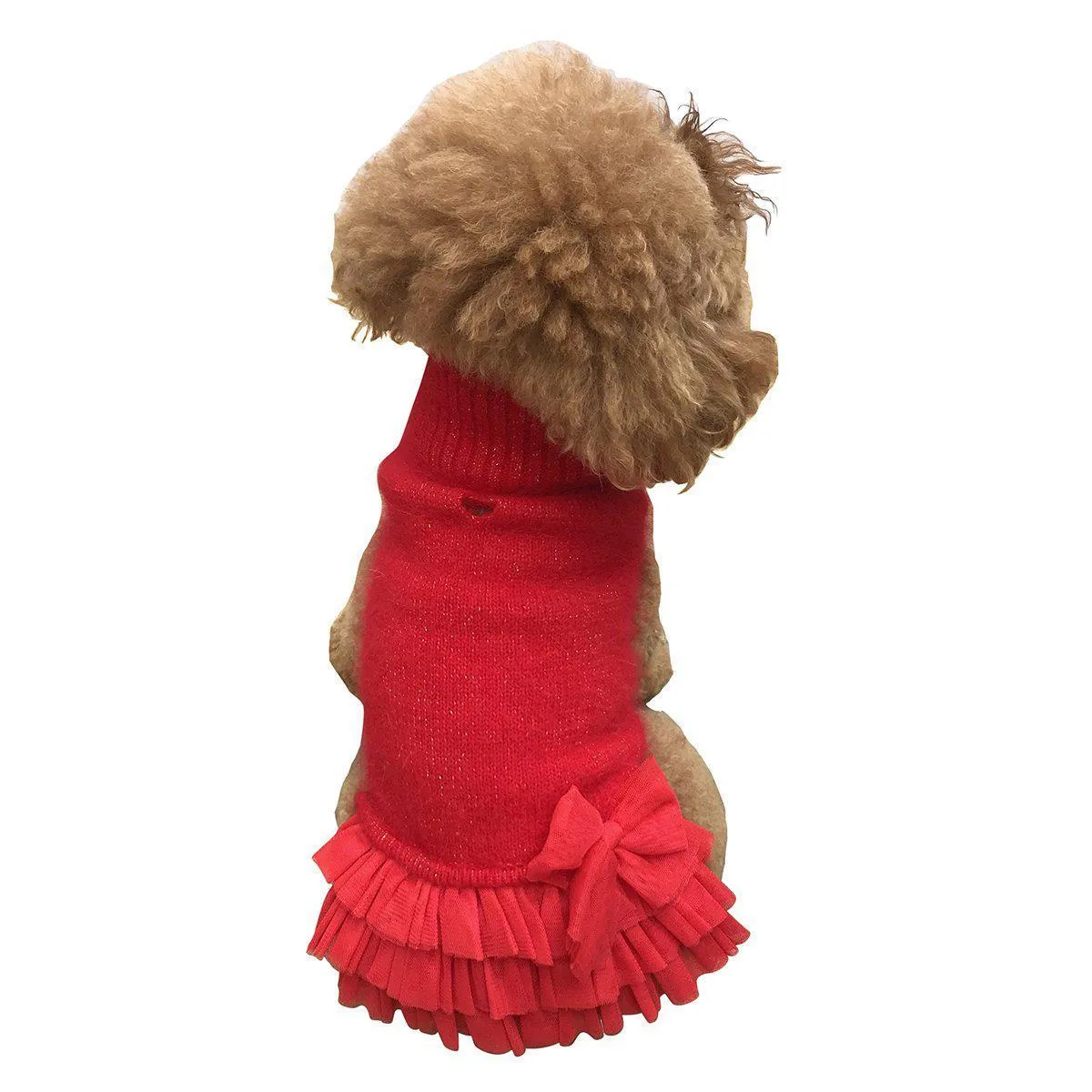 Frilly Tutu Sweater Dog Dress Red