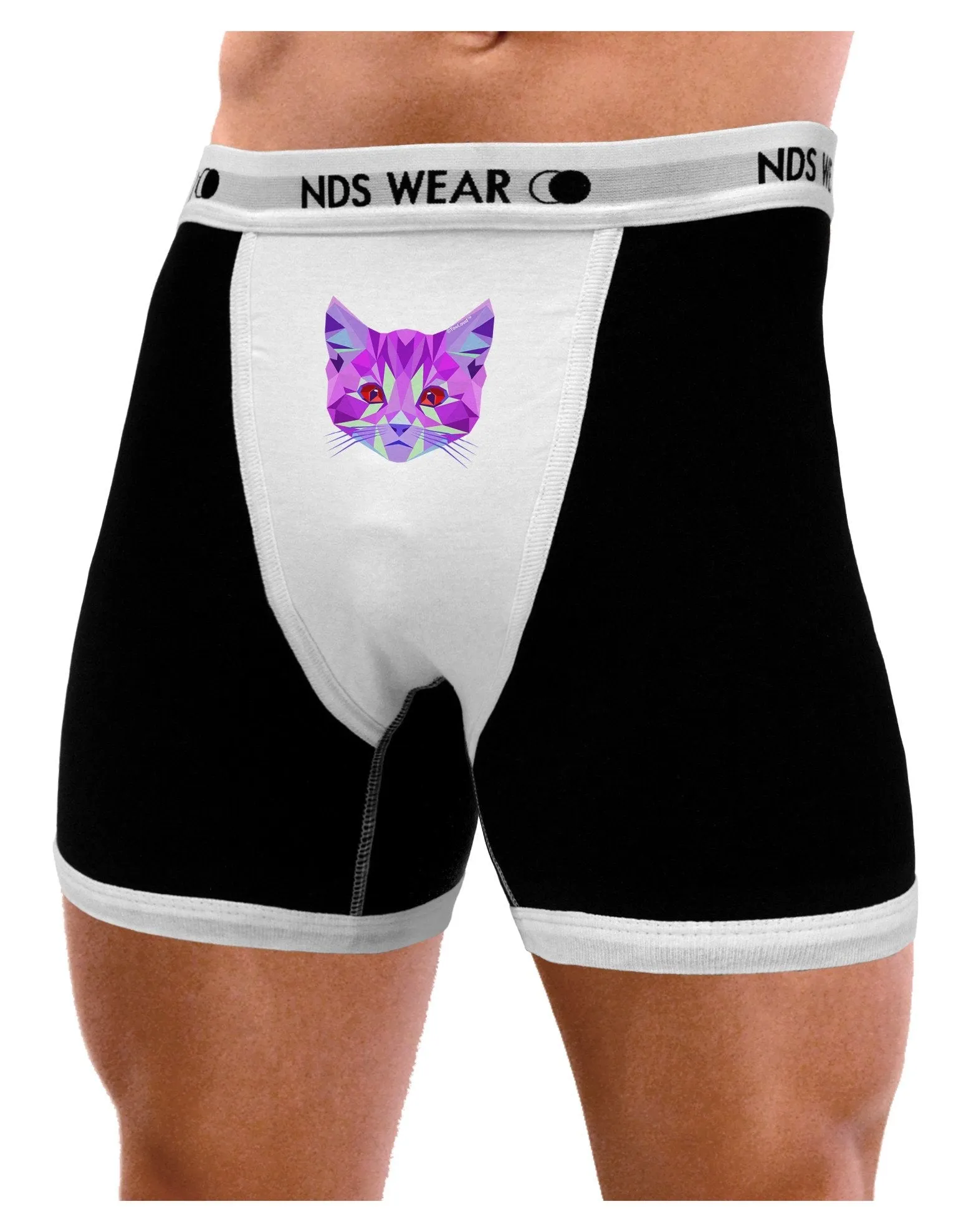 Geometric Kitty Purple Mens Boxer Brief Underwear