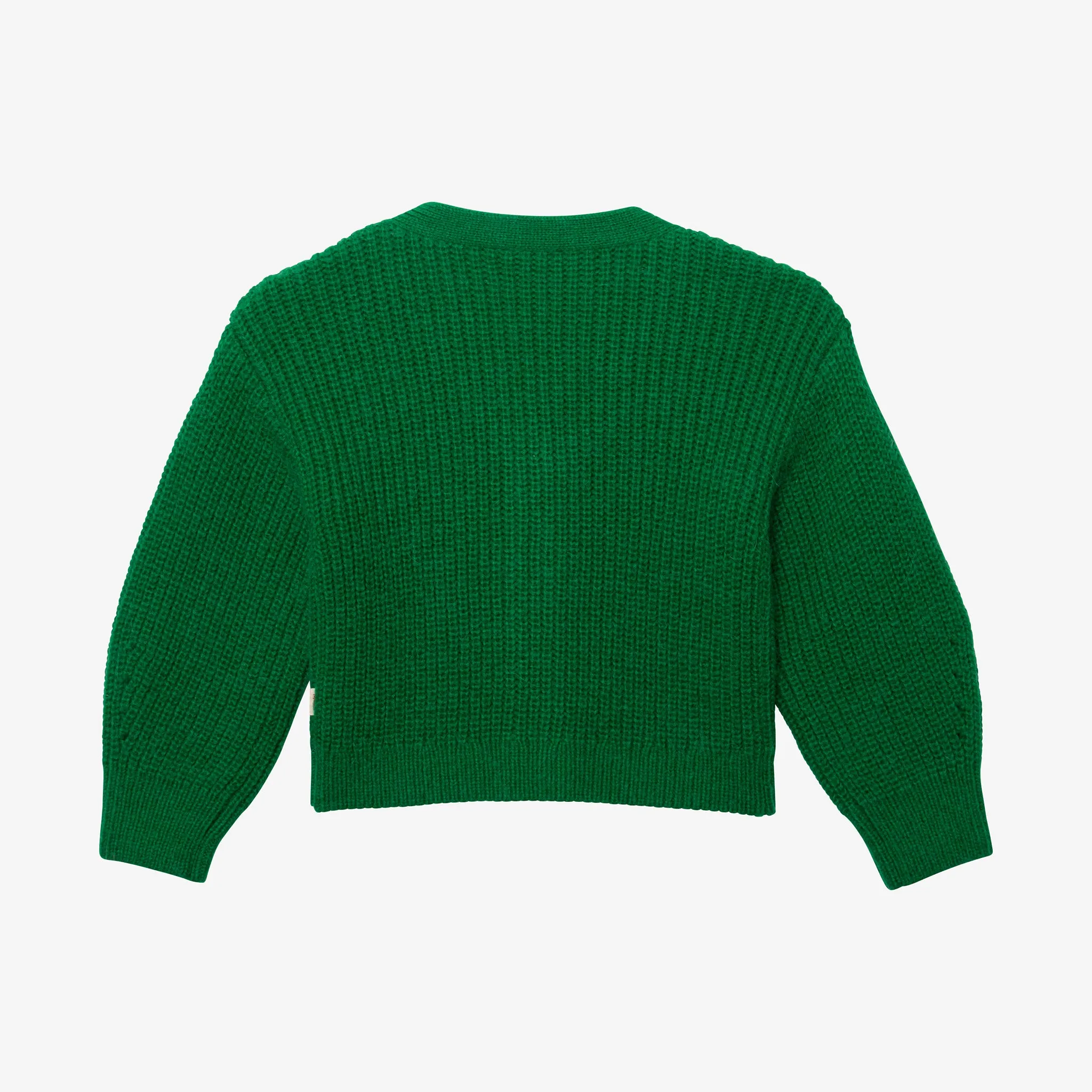 Girls' green knit cardigan