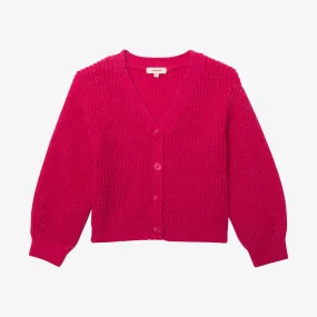 Girls' hot pink knit cardigan