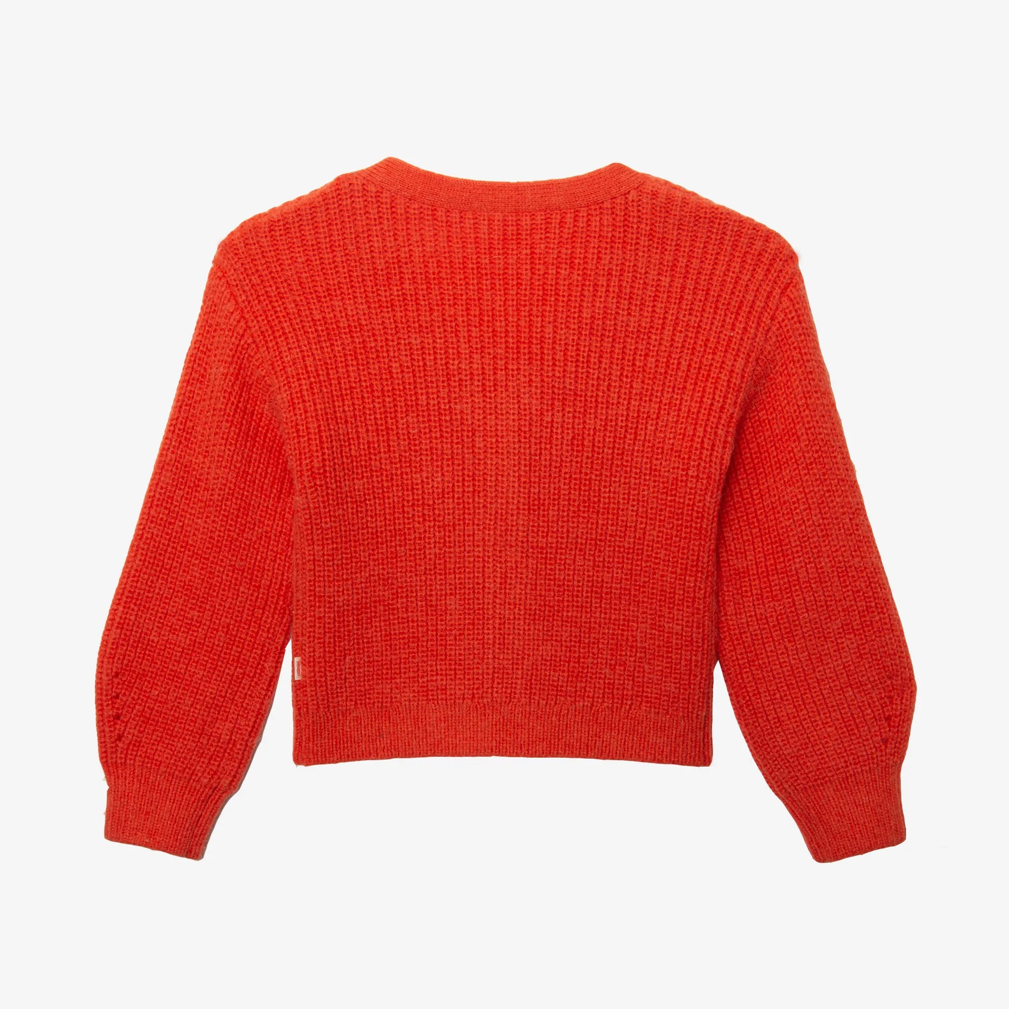 Girls' red knit cardigan