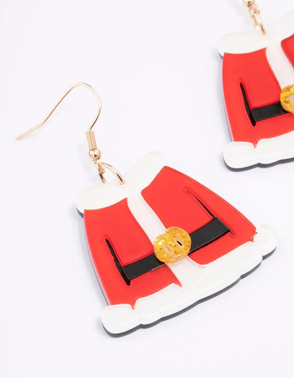 Gold Santa Coat Jacket Drop Earrings