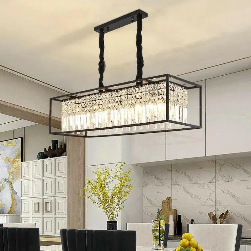 Gormsson - Rectangular Black Crystal Chandelier