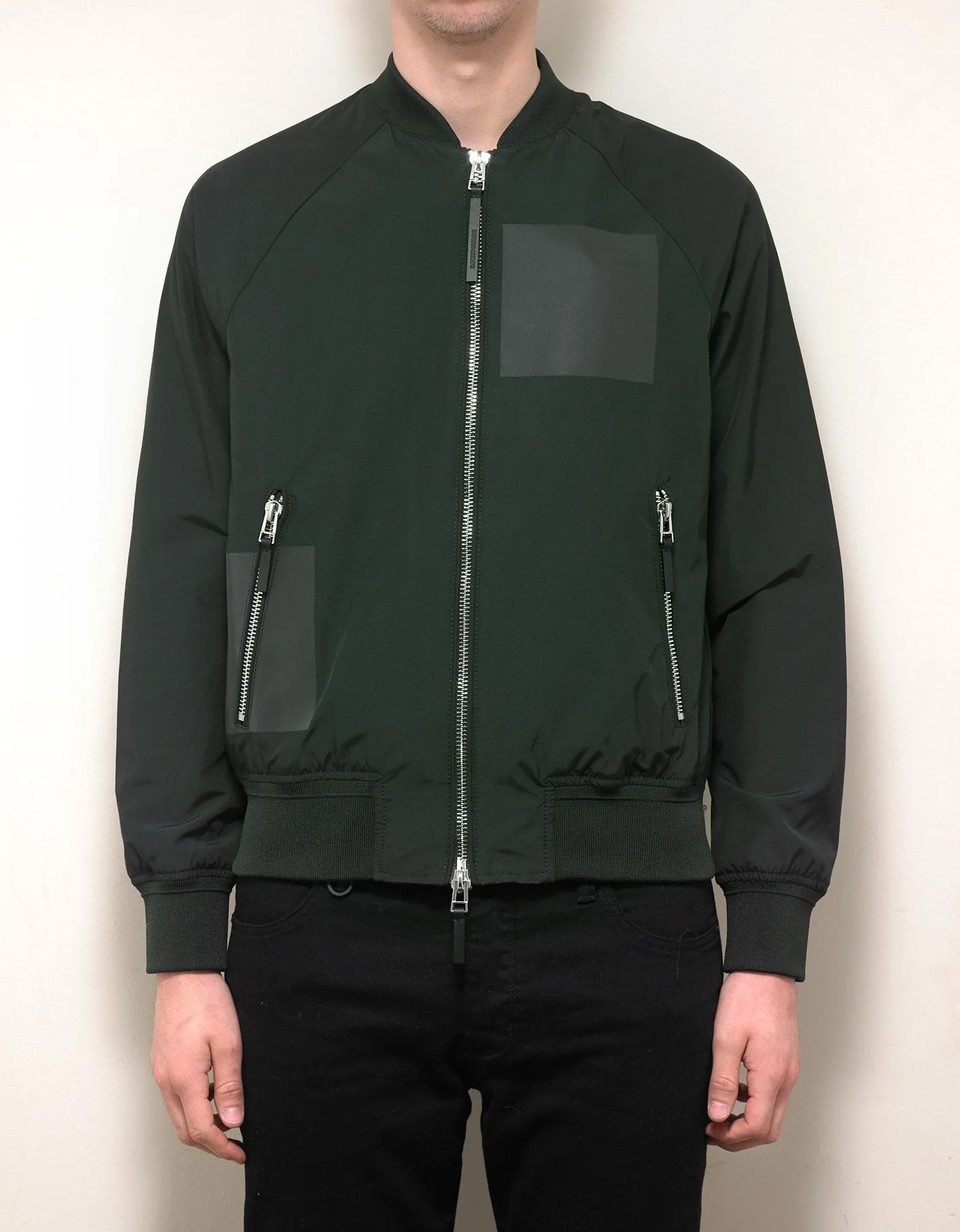 Green Cotton-Blend Bomber Jacket