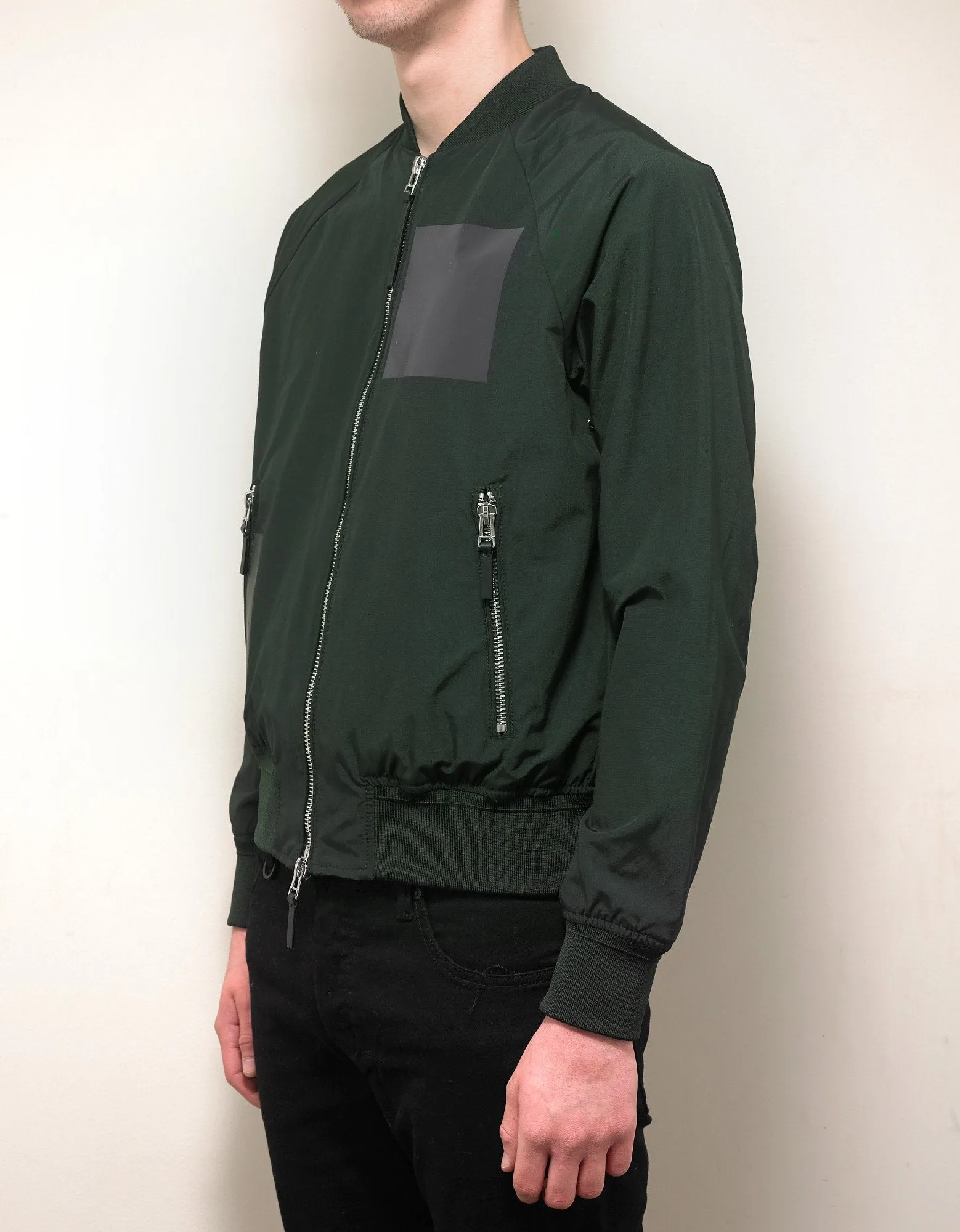 Green Cotton-Blend Bomber Jacket