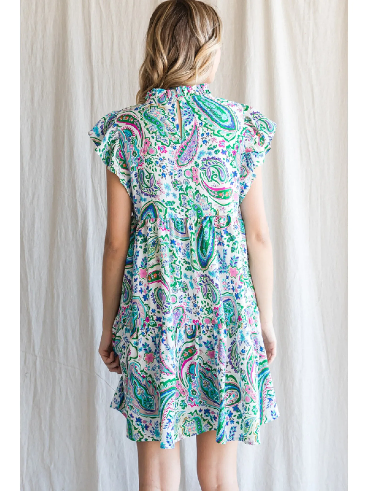 Green Paisley Baby Doll Dress