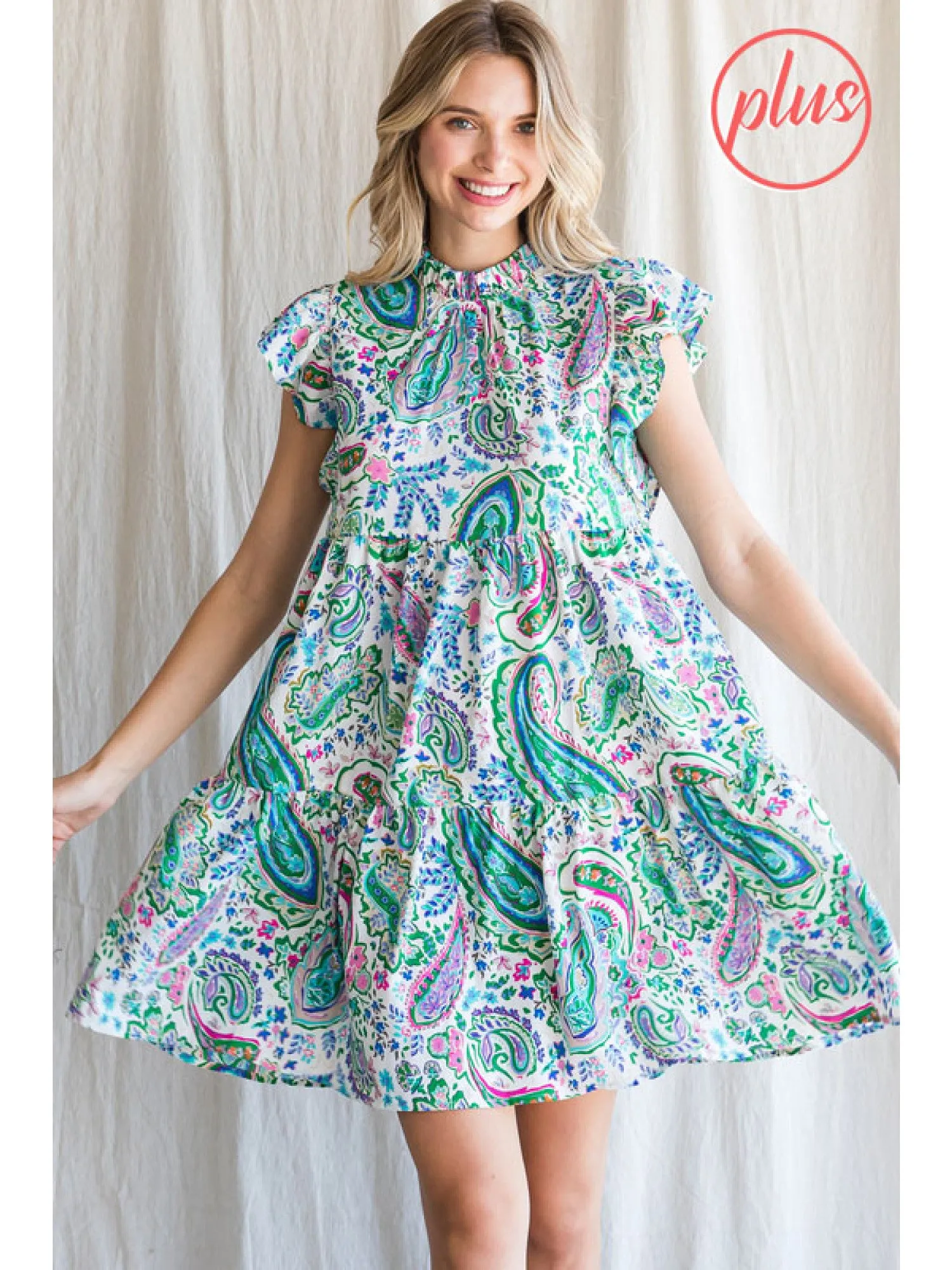 Green Paisley Baby Doll Dress