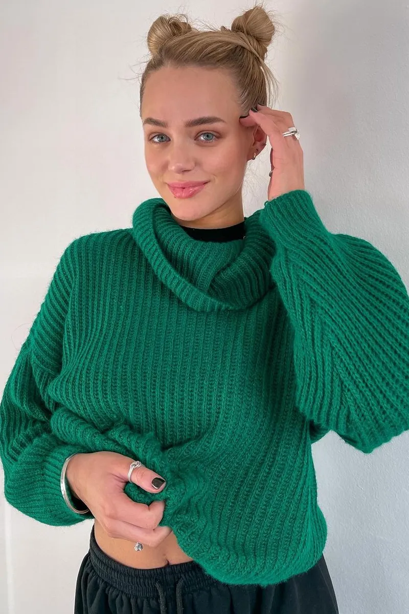 Green Turtle Neck Knit Jumper - Sabrina