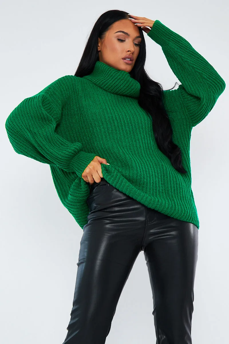 Green Turtle Neck Knit Jumper - Sabrina