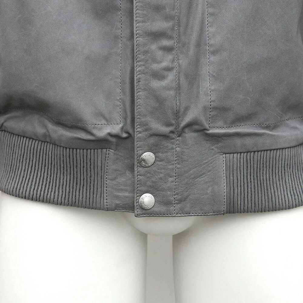 Grey Nappa Leather Bomber Jacket