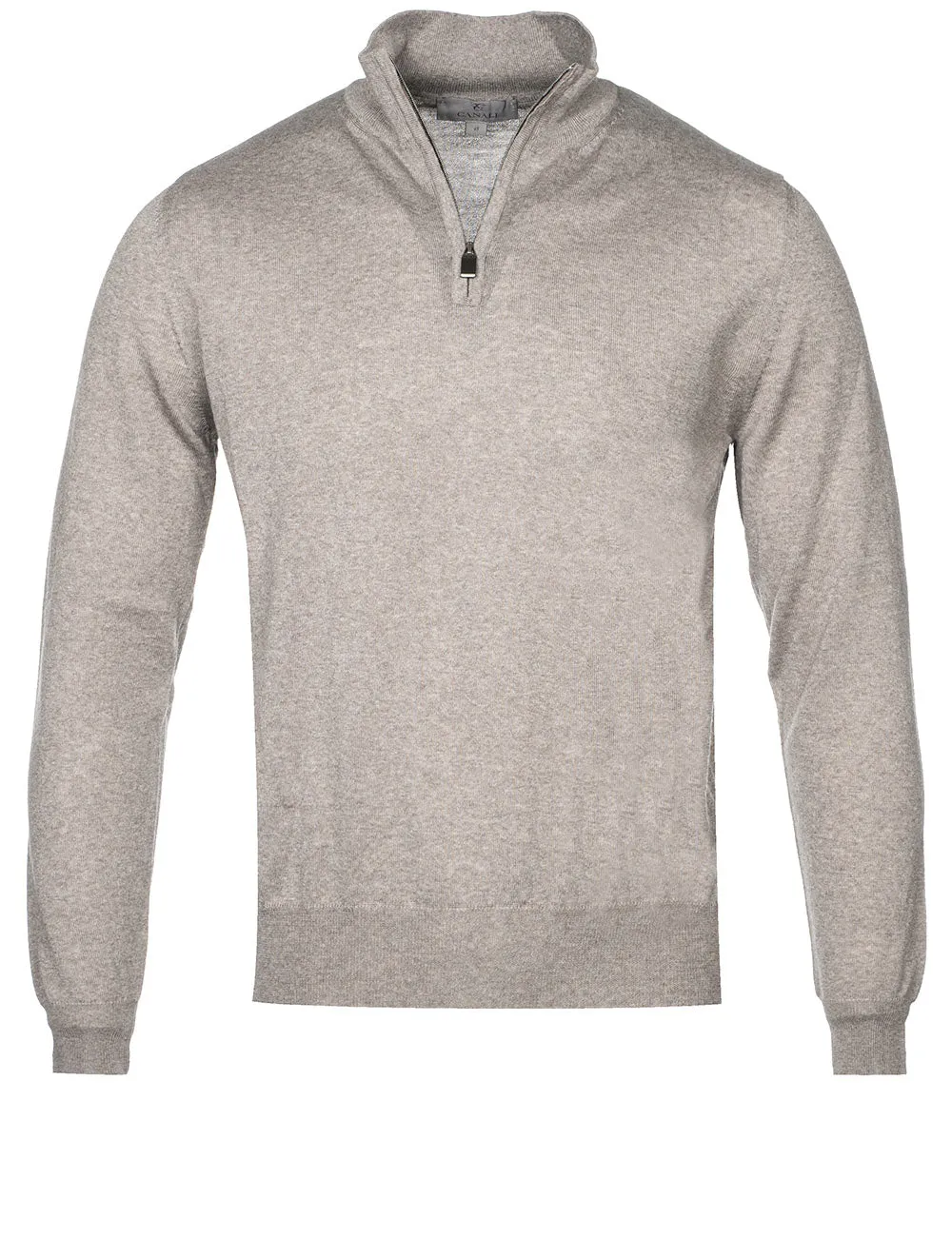 Half Zip Mock Neck Beige