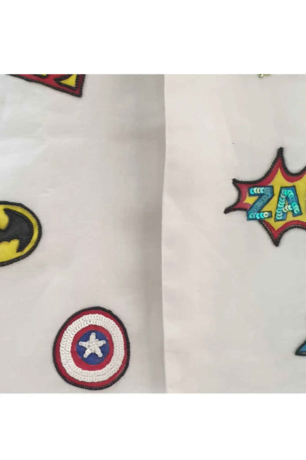 Hand painted super hero logos white waist coat