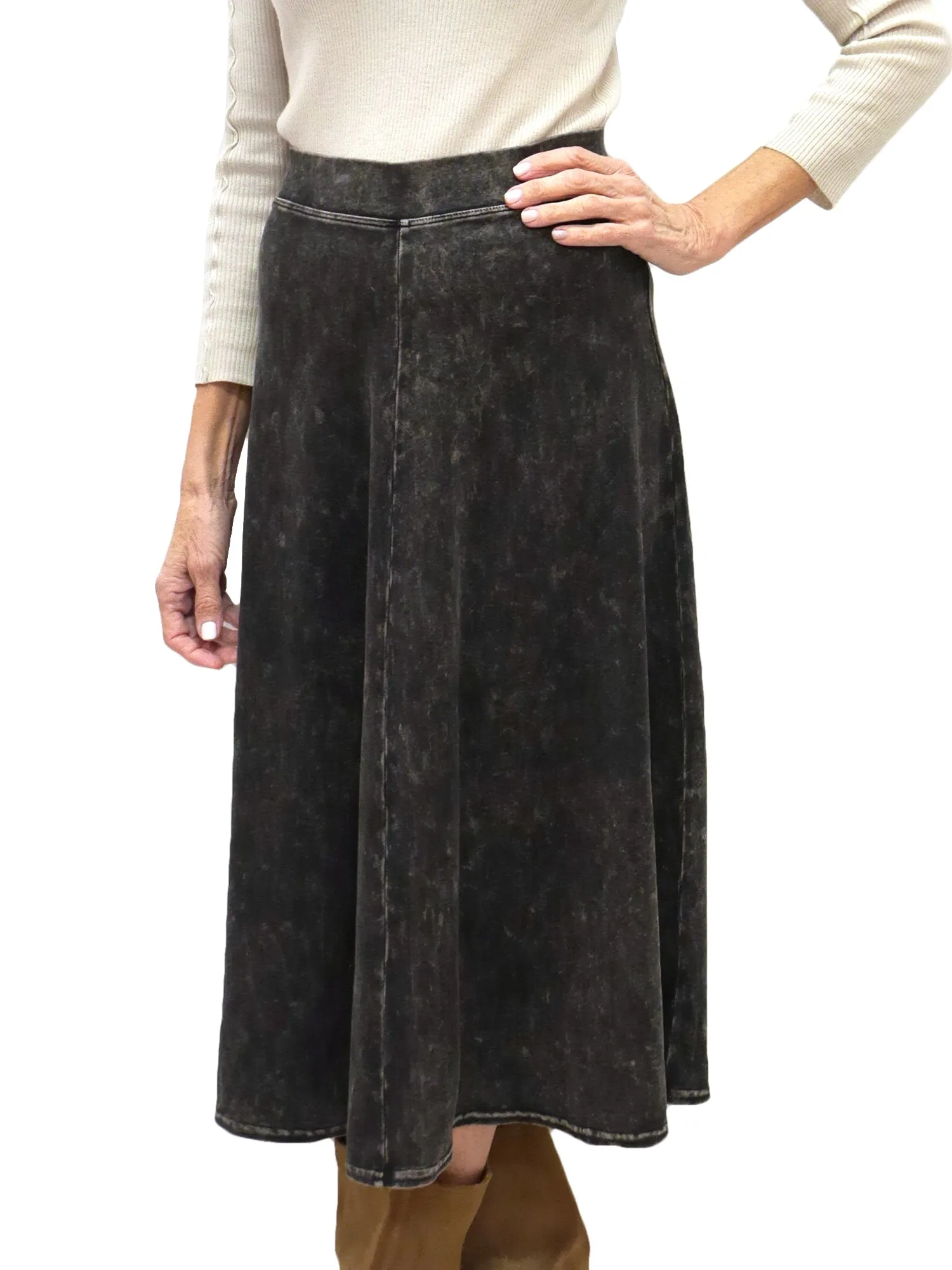 Hard Tail Flat Waist Midi Skirt B-154