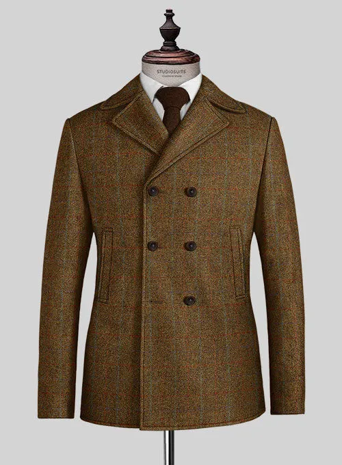 Harris Tweed Highland Rust Pea Coat