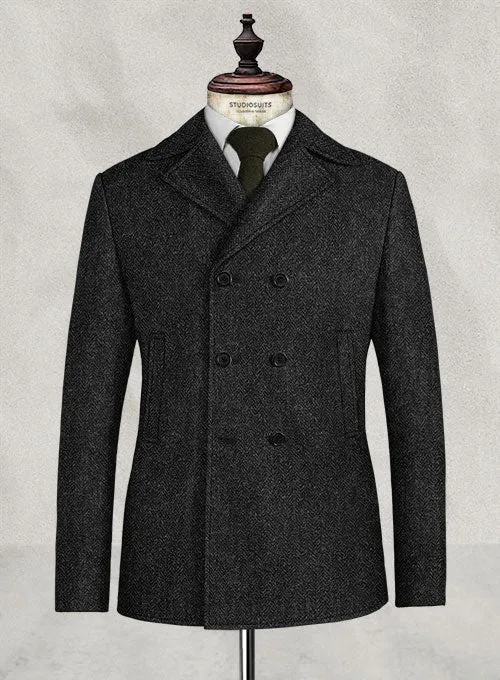 Harris Tweed Royal Charcoal Pea Coat