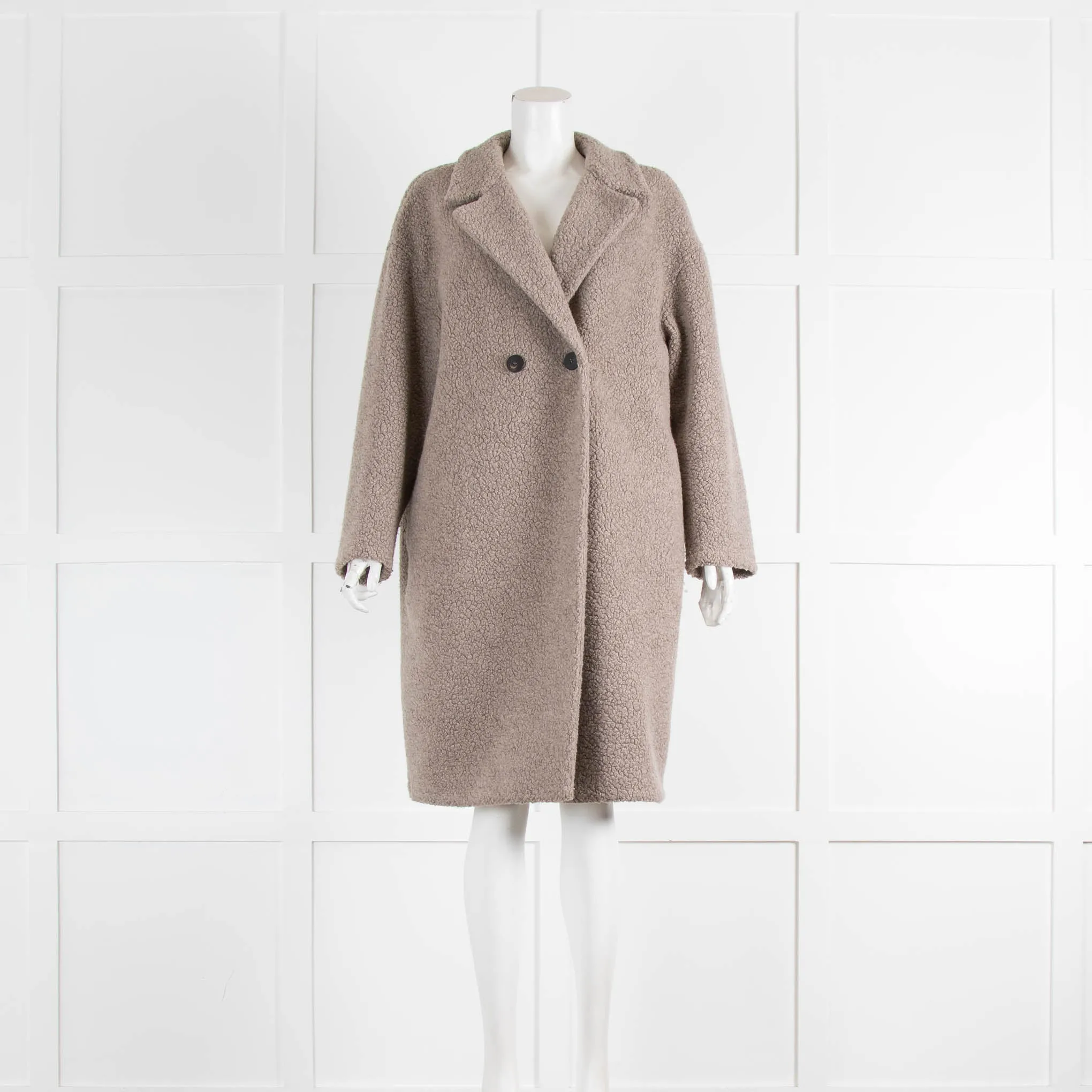 Harris Wharf Faux Wool Mix Brown Coat