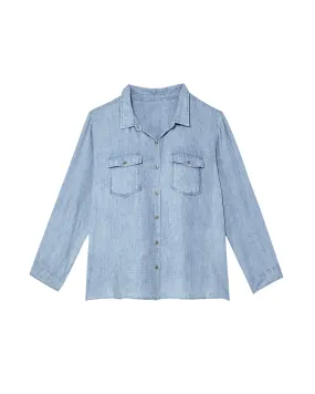 Helen Long Sleeve Button Down Blouse | Light Blue