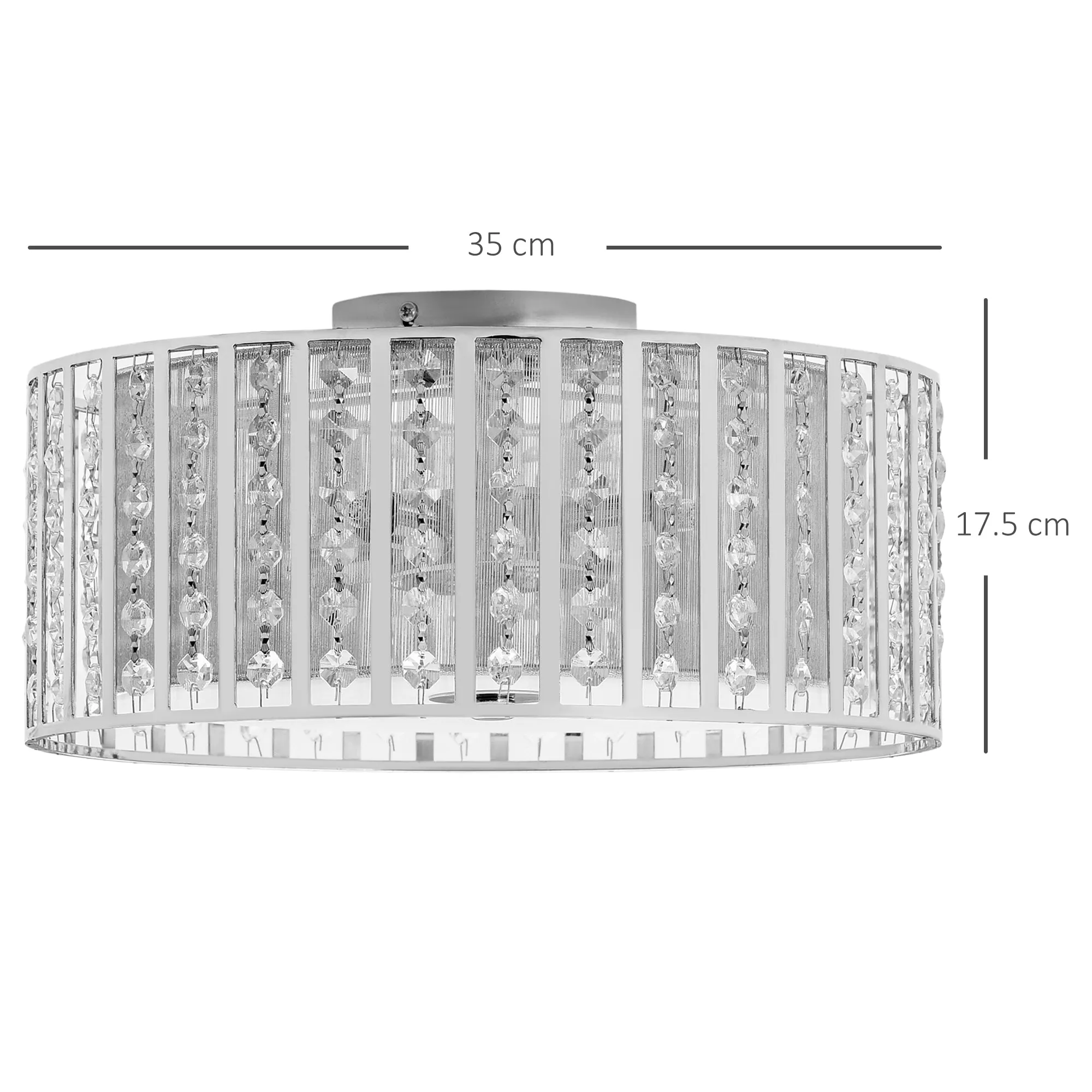 HOMCOM Elegant Crystal Chandelier Ceiling Light with Double Layer Lampshade