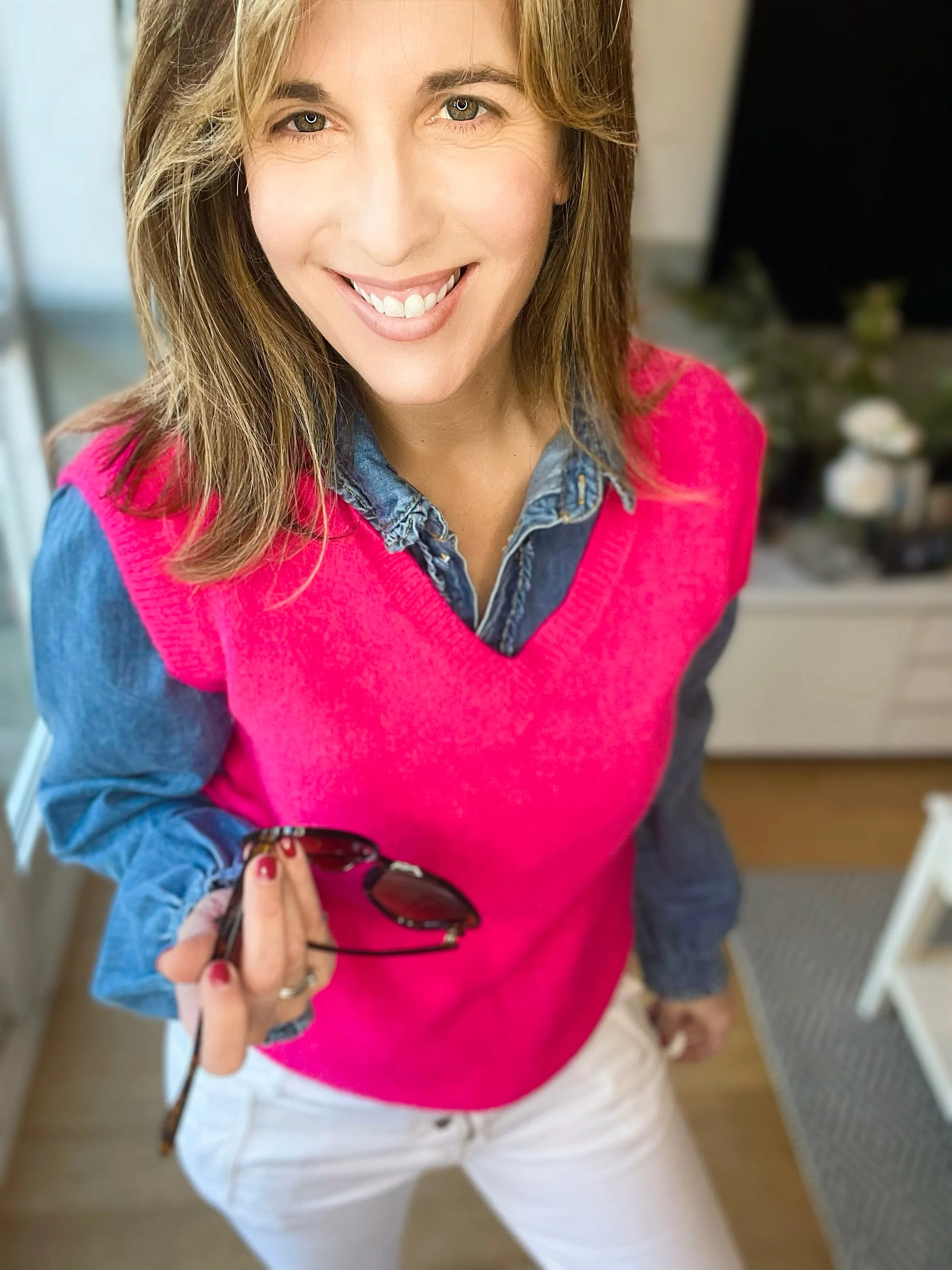 Hot pink V-Neck Tank-Top