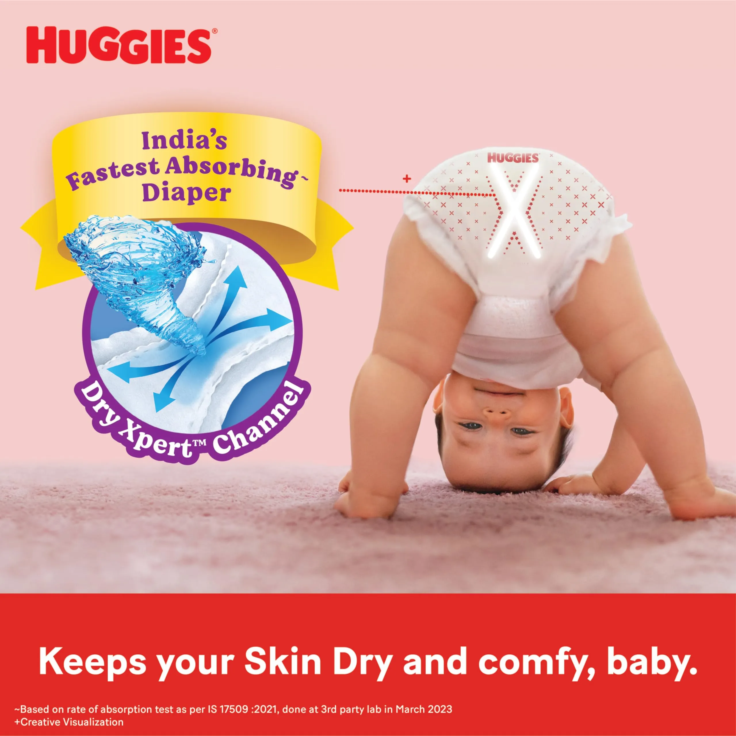 Huggies Complete Comfort Wonder Pants Large (L) Size (9-14 Kgs) Baby Diaper Pants, 84 count| India's Fastest Absorbing Diaper with upto 4x faster absorption | Unique Dry Xpert Channel