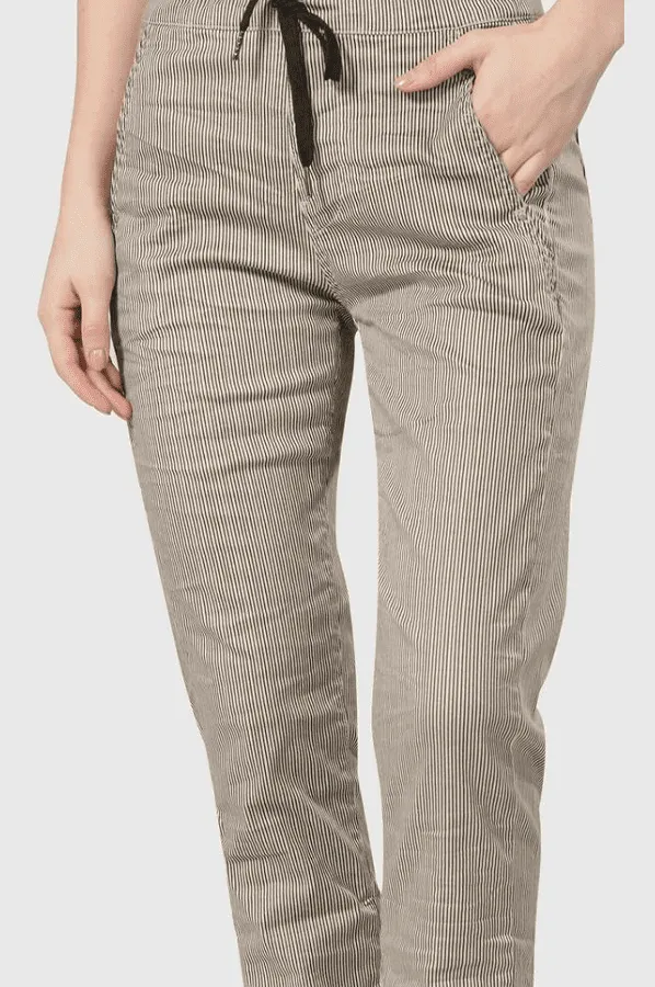 Iconic Drawstring Pant in Ivory Stripe