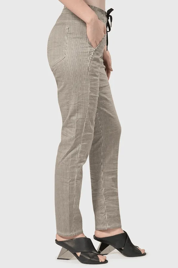 Iconic Drawstring Pant in Ivory Stripe