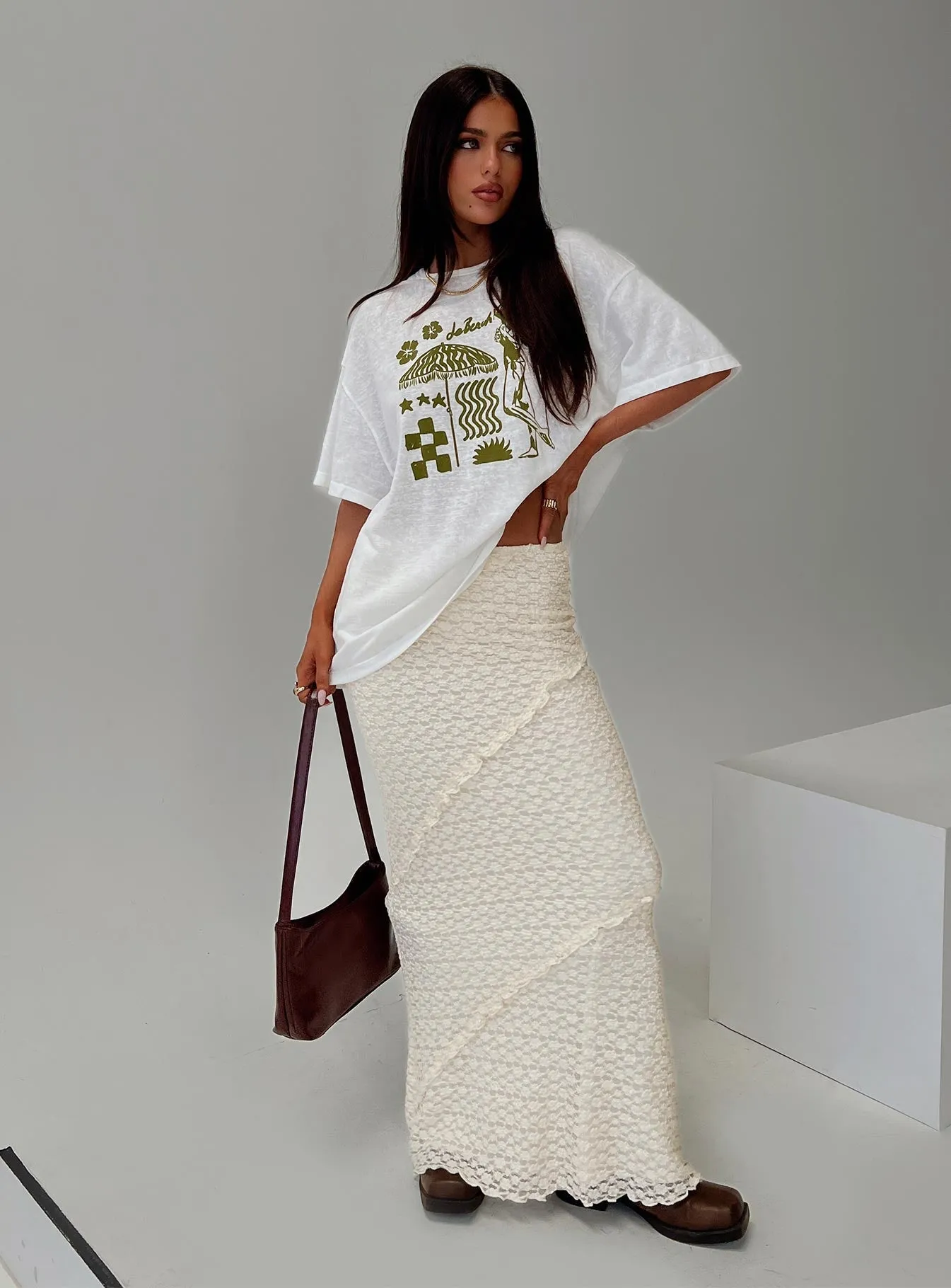 Incandescent Maxi Skirt Cream