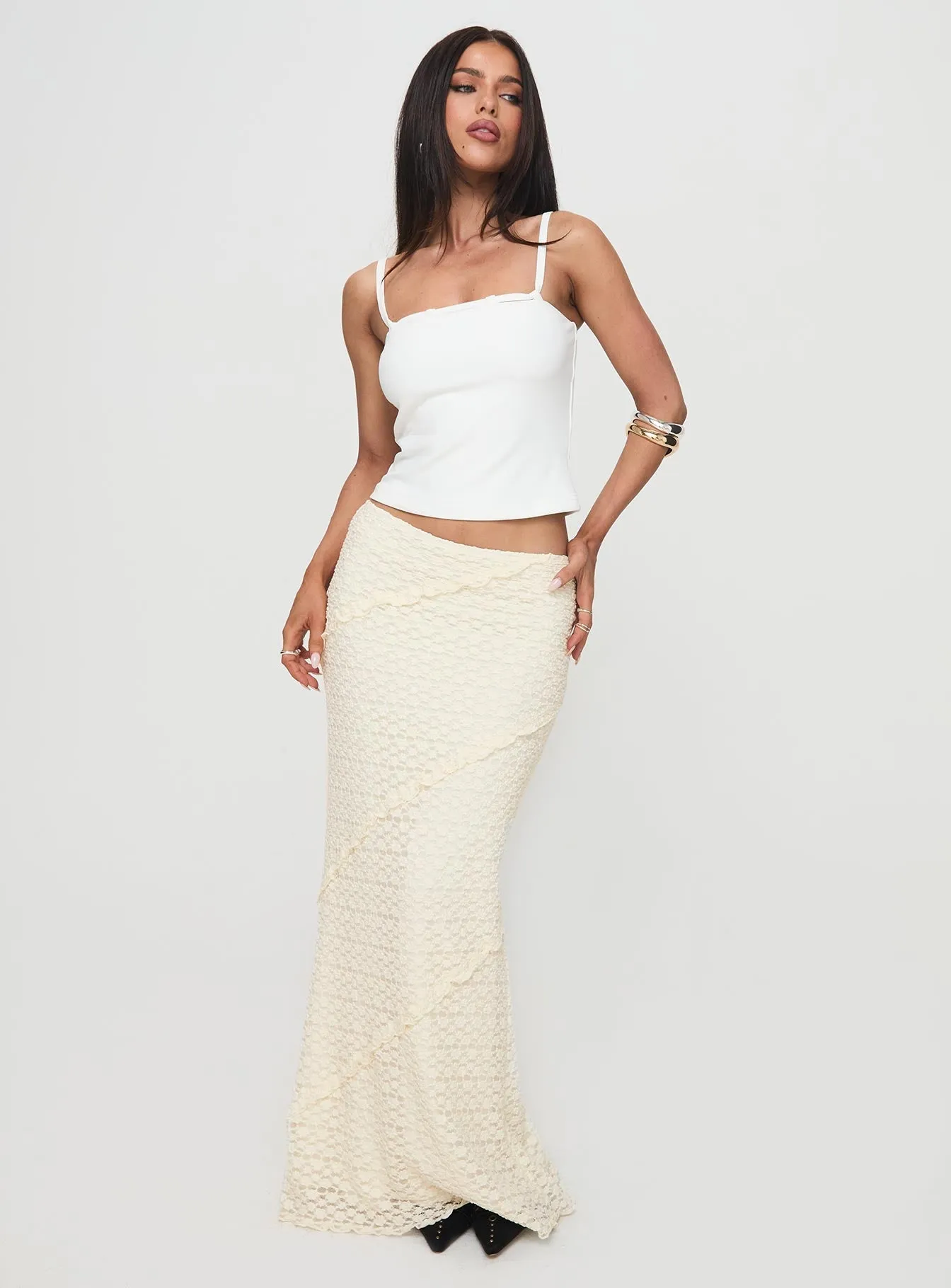 Incandescent Maxi Skirt Cream