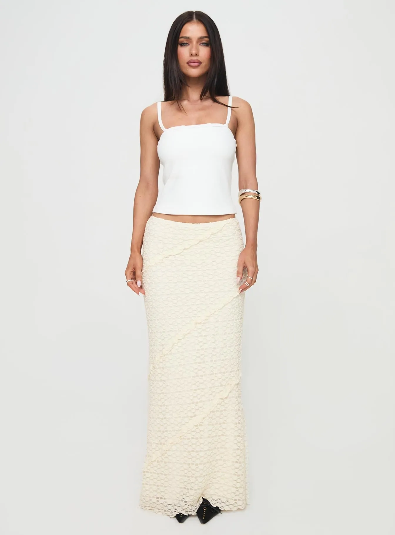 Incandescent Maxi Skirt Cream