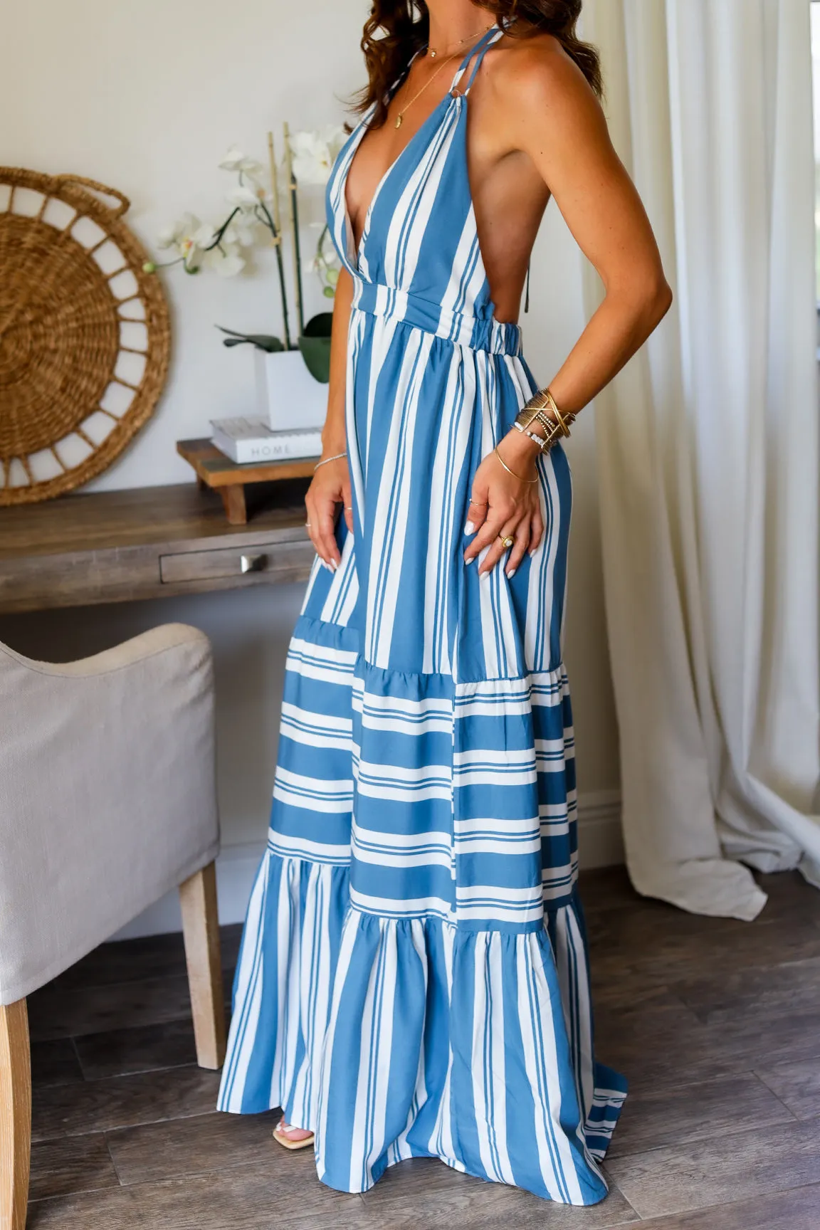 Jade Halter Maxi- Blue