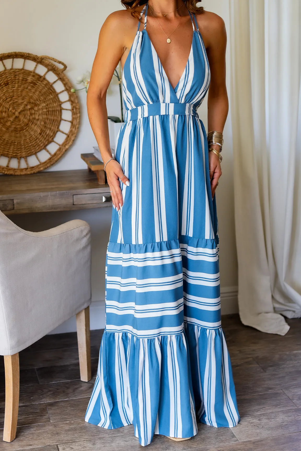 Jade Halter Maxi- Blue