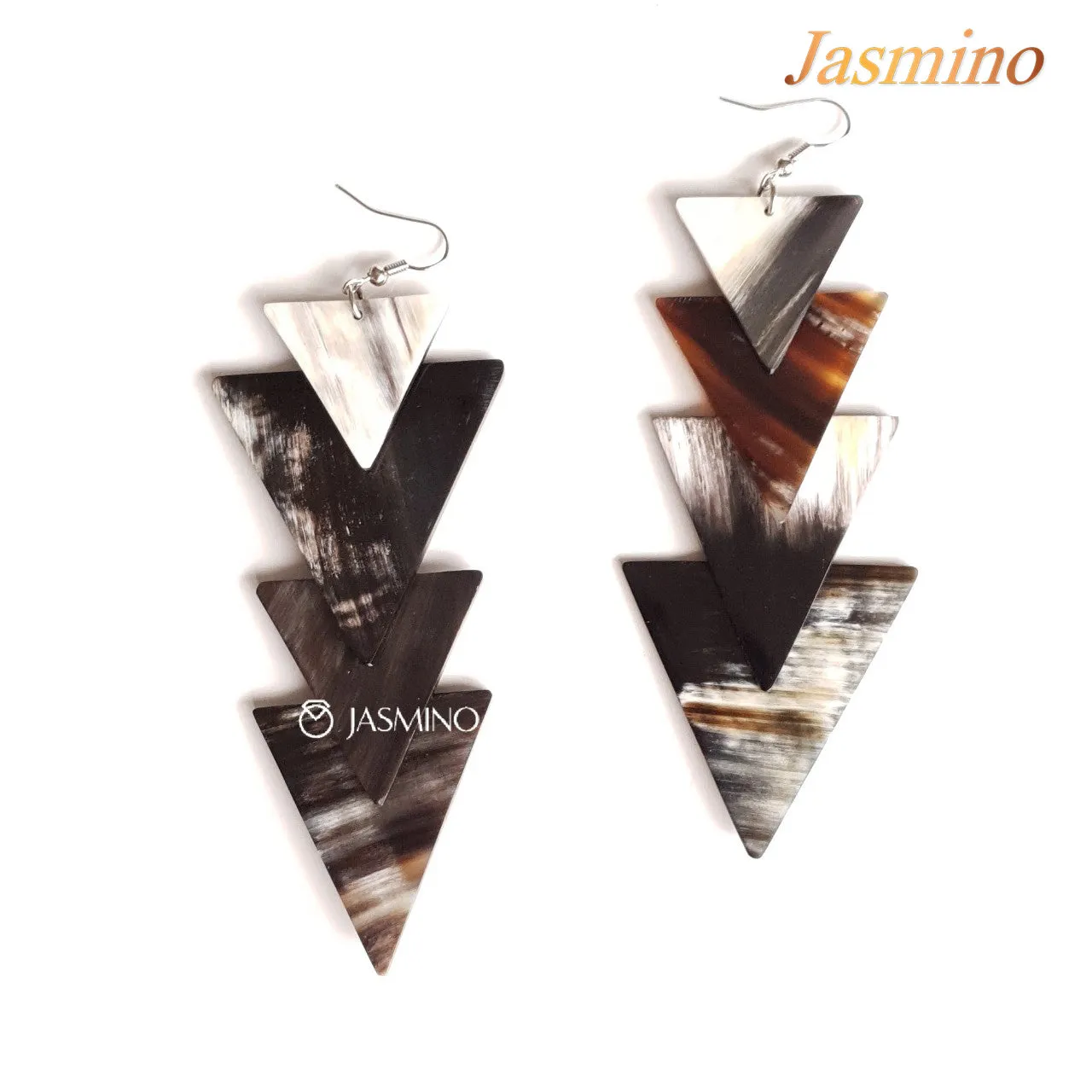 Jasmino Unique Handmade Vintage Arrow Triangle Drop Earrings Made By Natural Buffalo Horn