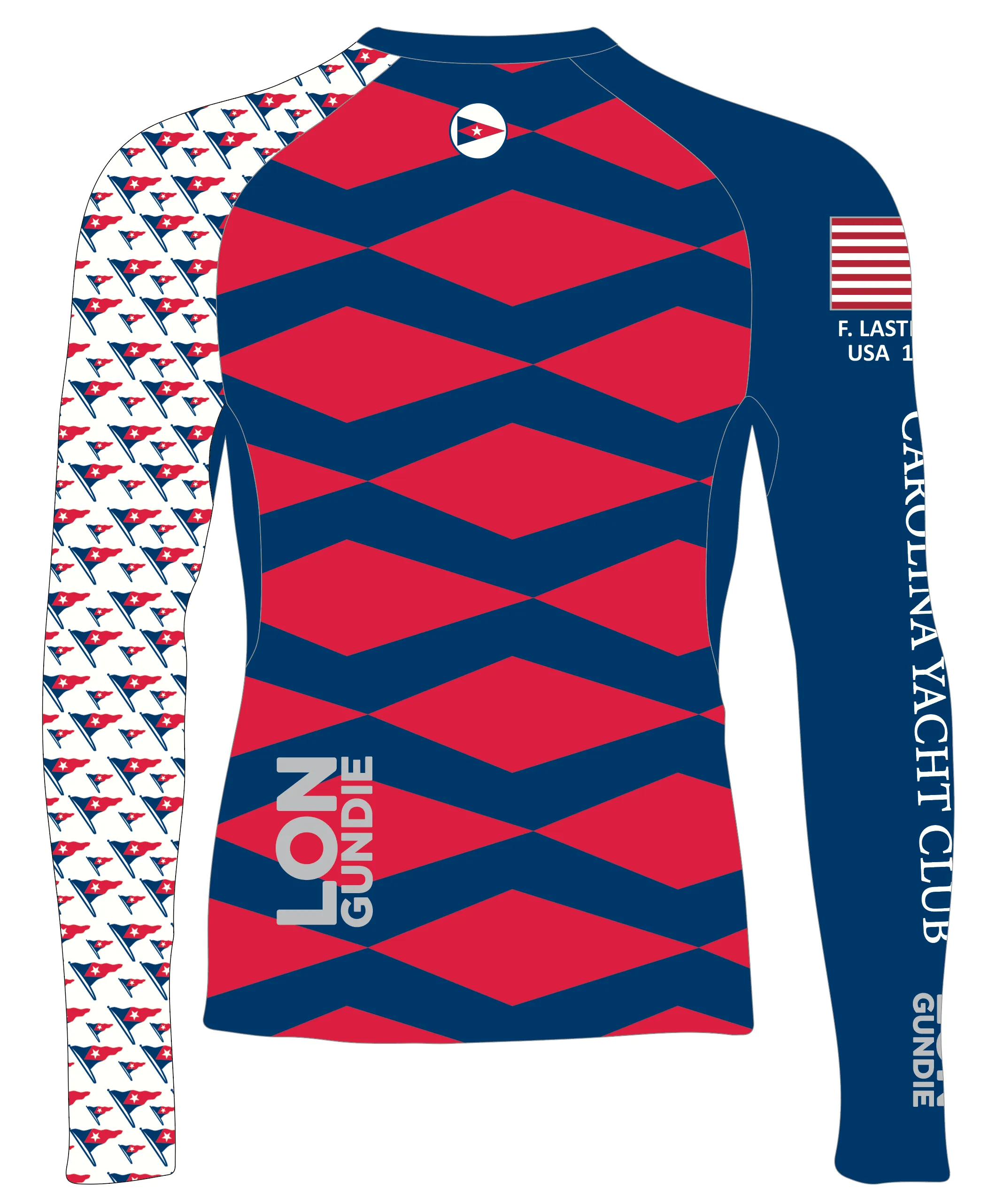 JR RASH GUARD TOP FITTED RED | CAROLINA YACHT CLUB | PSNLZ'D